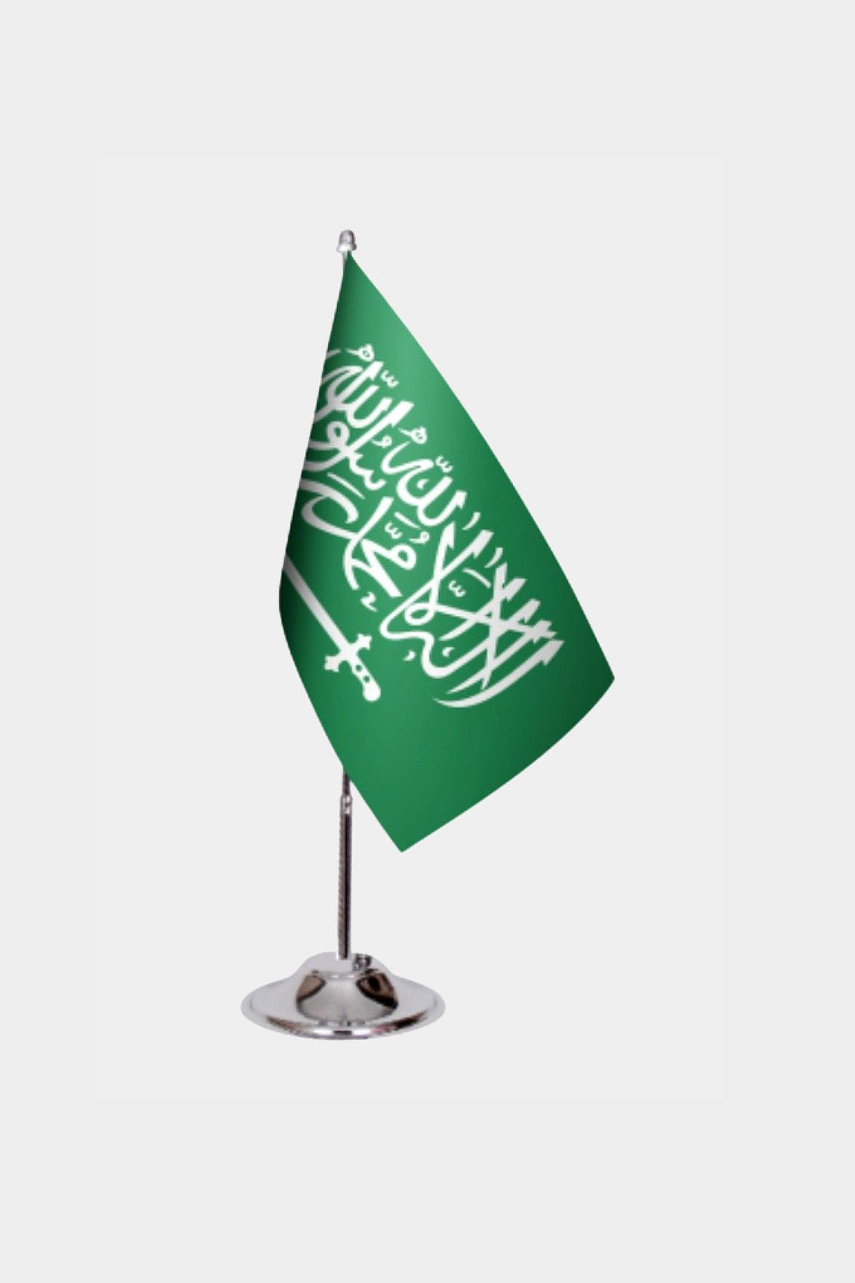 Saudi Arabia Desk Flag - Premium Double-Layer Satin with Chrome L-Shaped Stand | Professional Quality Country Desk Flag for Government Offices and Institutions