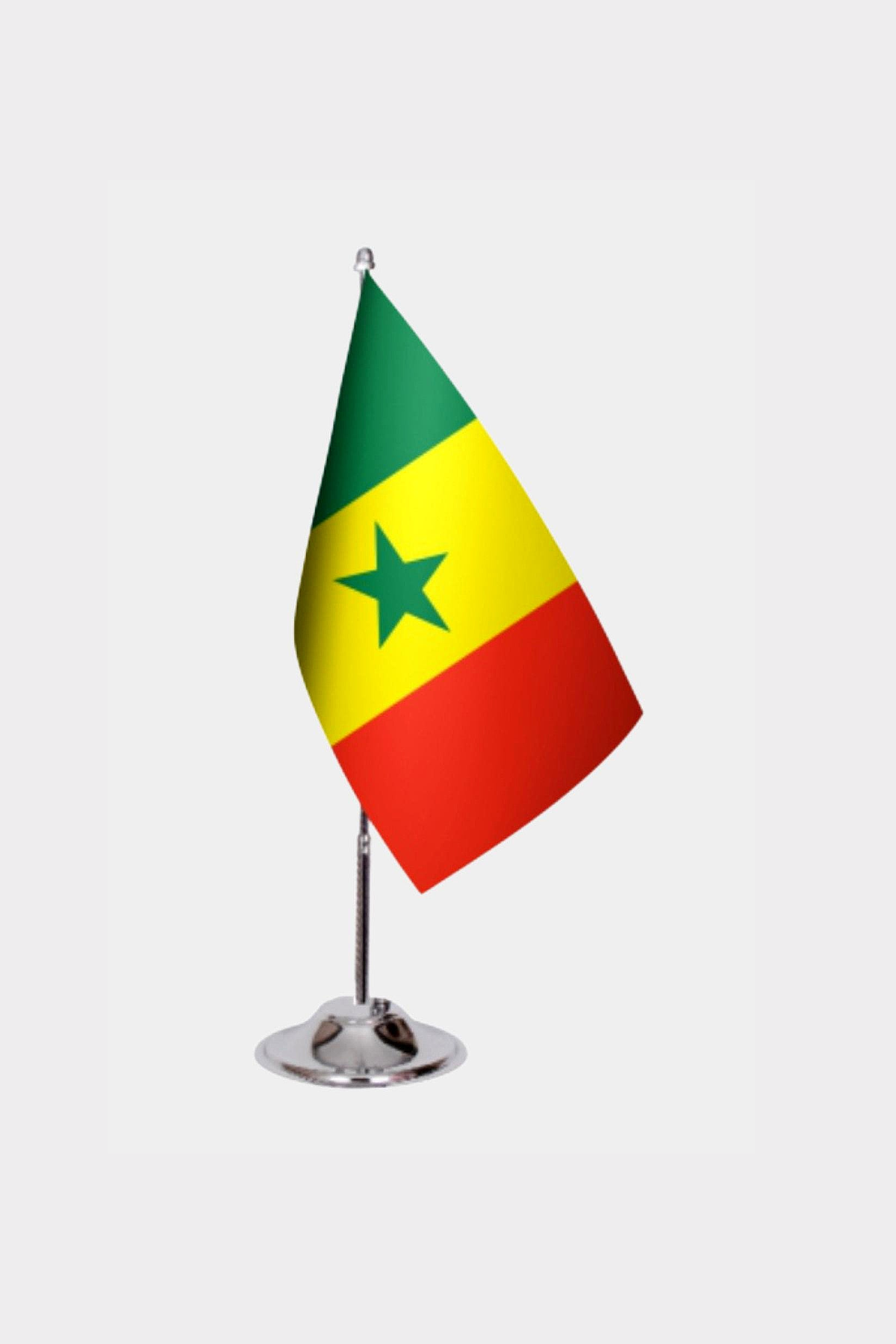 Senegal Desk Flag - Premium Double-Layer Satin with Chrome L-Shaped Stand | Professional Quality Country Desk Flag for Government Offices and Institutions
