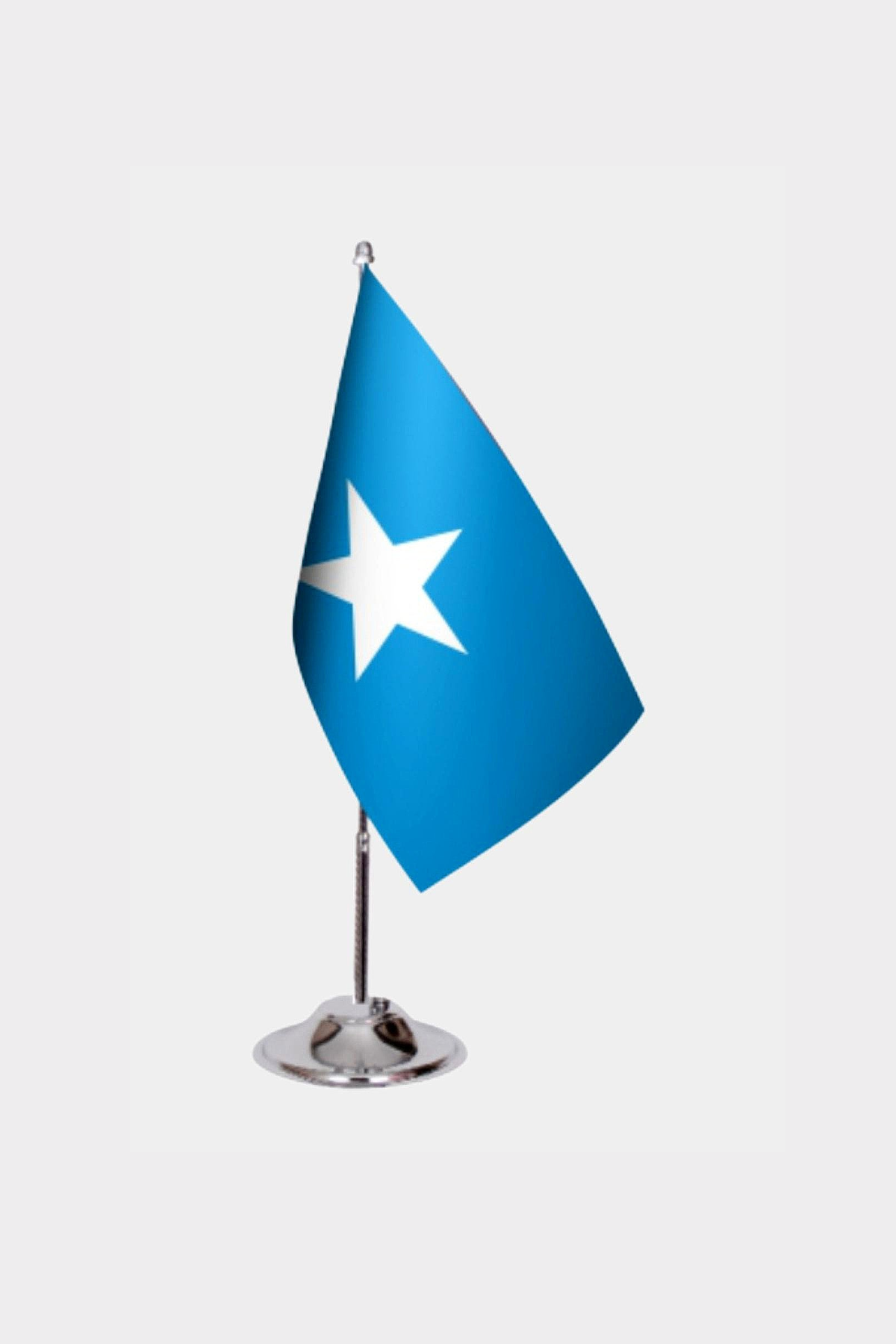 Somalia Desk Flag - Premium Double-Layer Satin with Chrome L-Shaped Stand | Professional Quality Country Desk Flag for Government Offices and Institutions