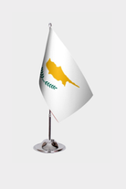 Southern Cyprus Desk Flag - Premium Double-Layer Satin with Chrome L-Shaped Stand | Professional Quality Country Desk Flag for Government Offices and Institutions
