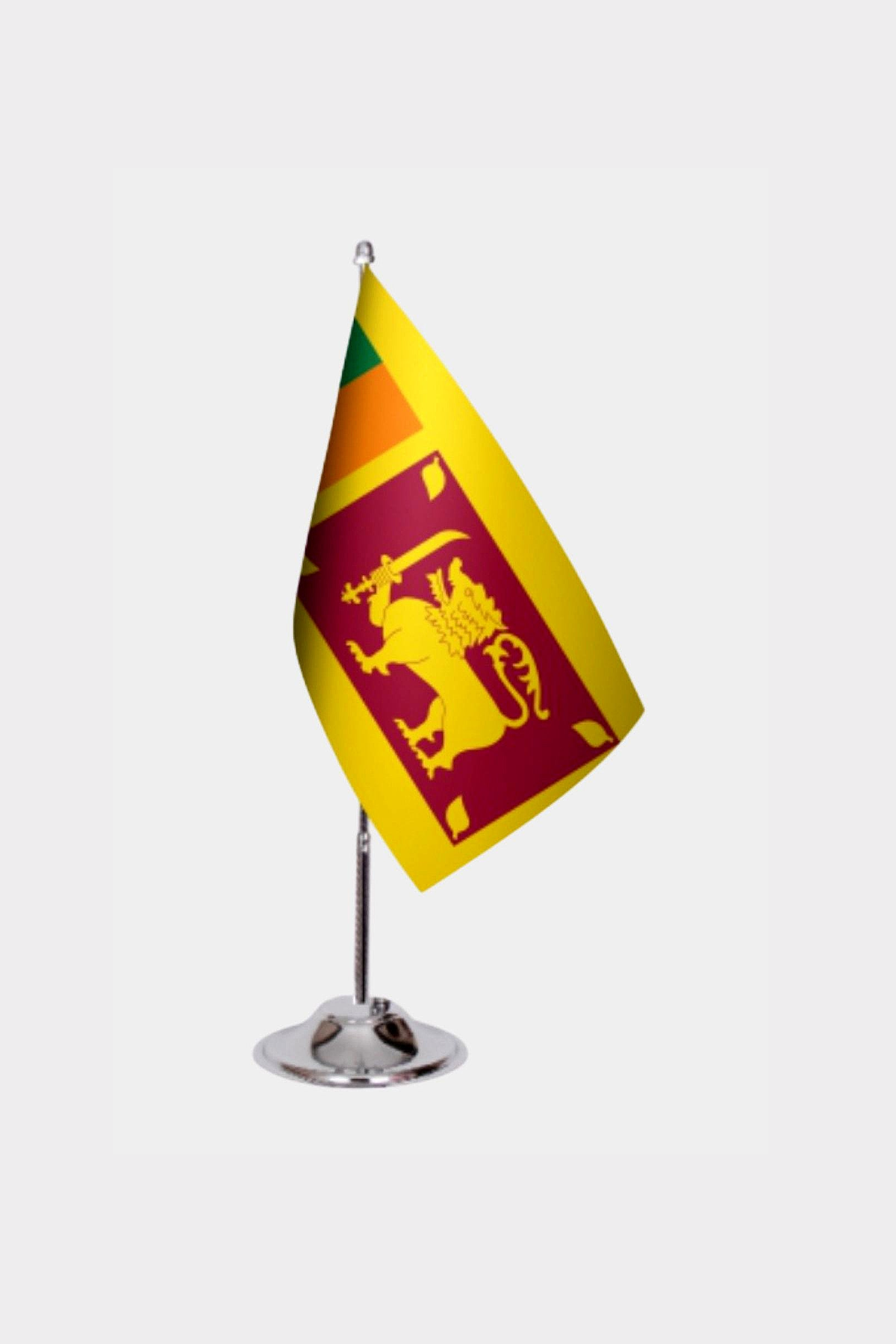 Sri Lanka Desk Flag - Premium Double-Layer Satin with Chrome L-Shaped Stand | Professional Quality Country Desk Flag for Government Offices and Institutions