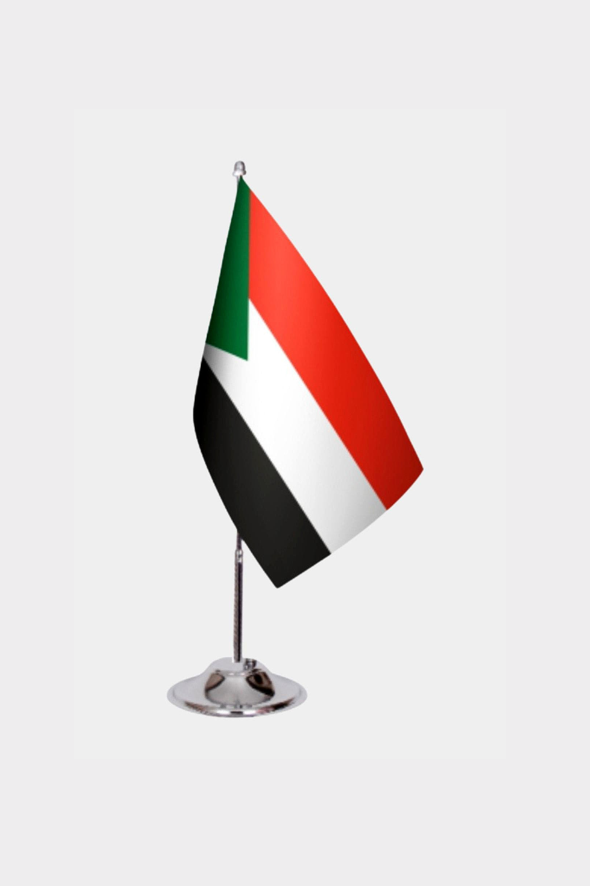 Sudan Desk Flag - Premium Double-Layer Satin with Chrome L-Shaped Stand | Professional Quality Country Desk Flag for Government Offices and Institutions