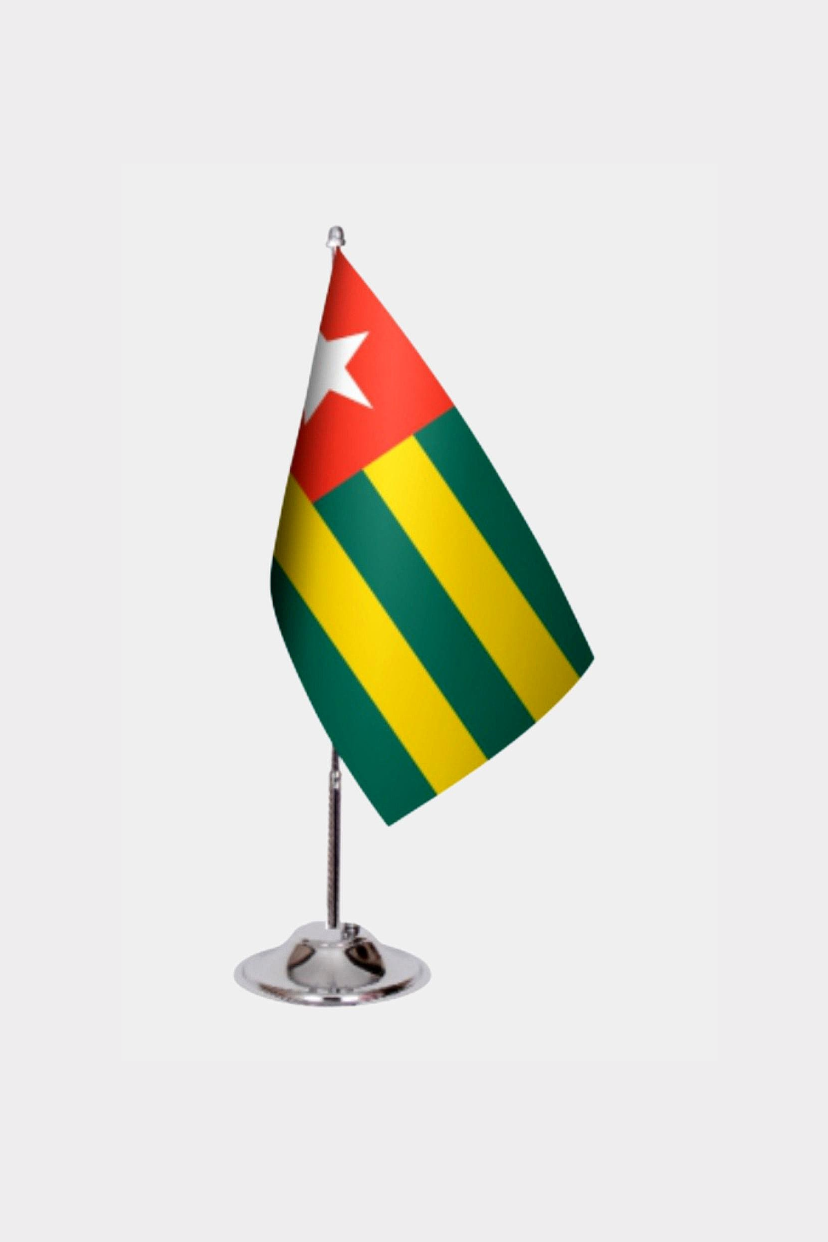Togo Desk Flag - Premium Double-Layer Satin with Chrome L-Shaped Stand | Professional Quality Country Desk Flag for Government Offices and Institutions