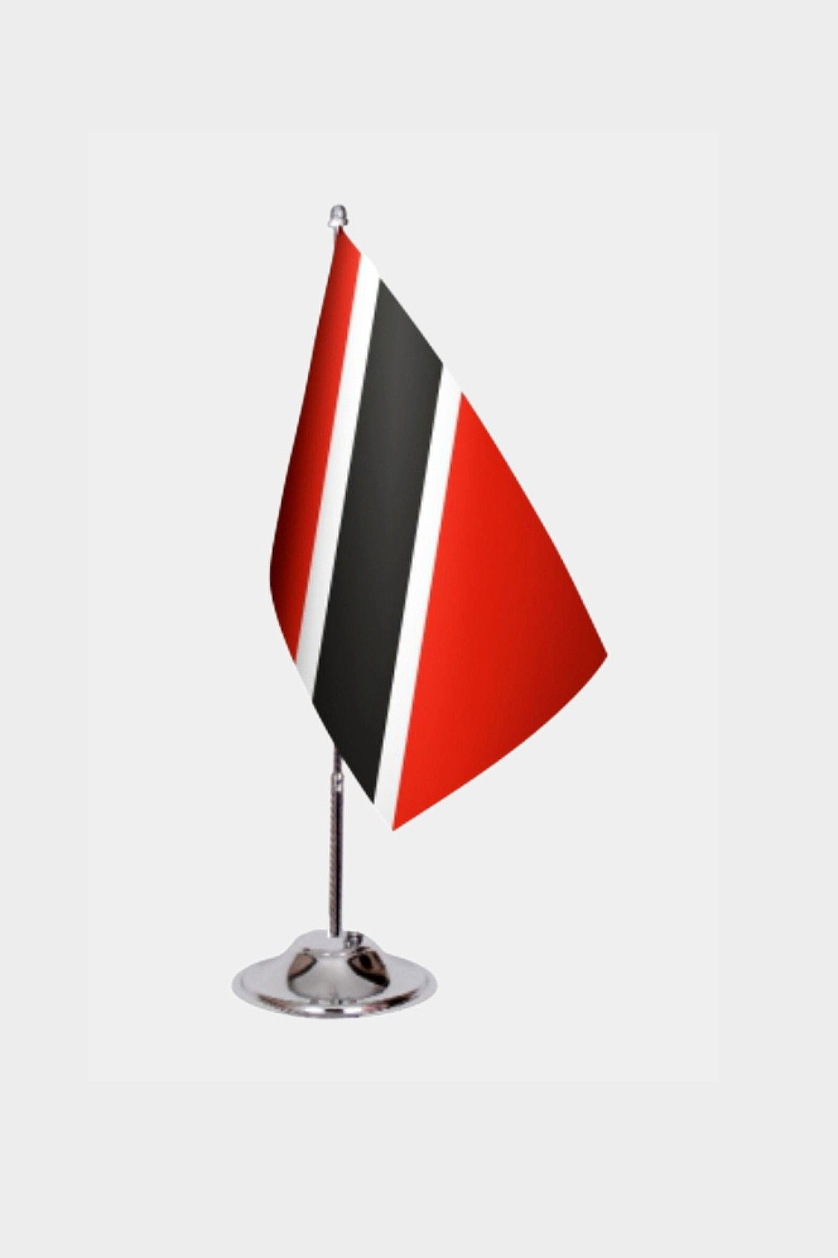 Trinidad And Tobago Desk Flag - Premium Double-Layer Satin with Chrome L-Shaped Stand | Professional Quality Country Desk Flag for Government Offices and Institutions