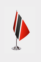 Trinidad And Tobago Desk Flag - Premium Double-Layer Satin with Chrome L-Shaped Stand | Professional Quality Country Desk Flag for Government Offices and Institutions