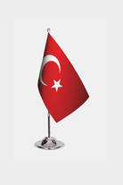 Turkey Desk Flag - Premium Double-Layer Satin with Chrome L-Shaped Stand | Professional Quality Country Desk Flag for Government Offices and Institutions