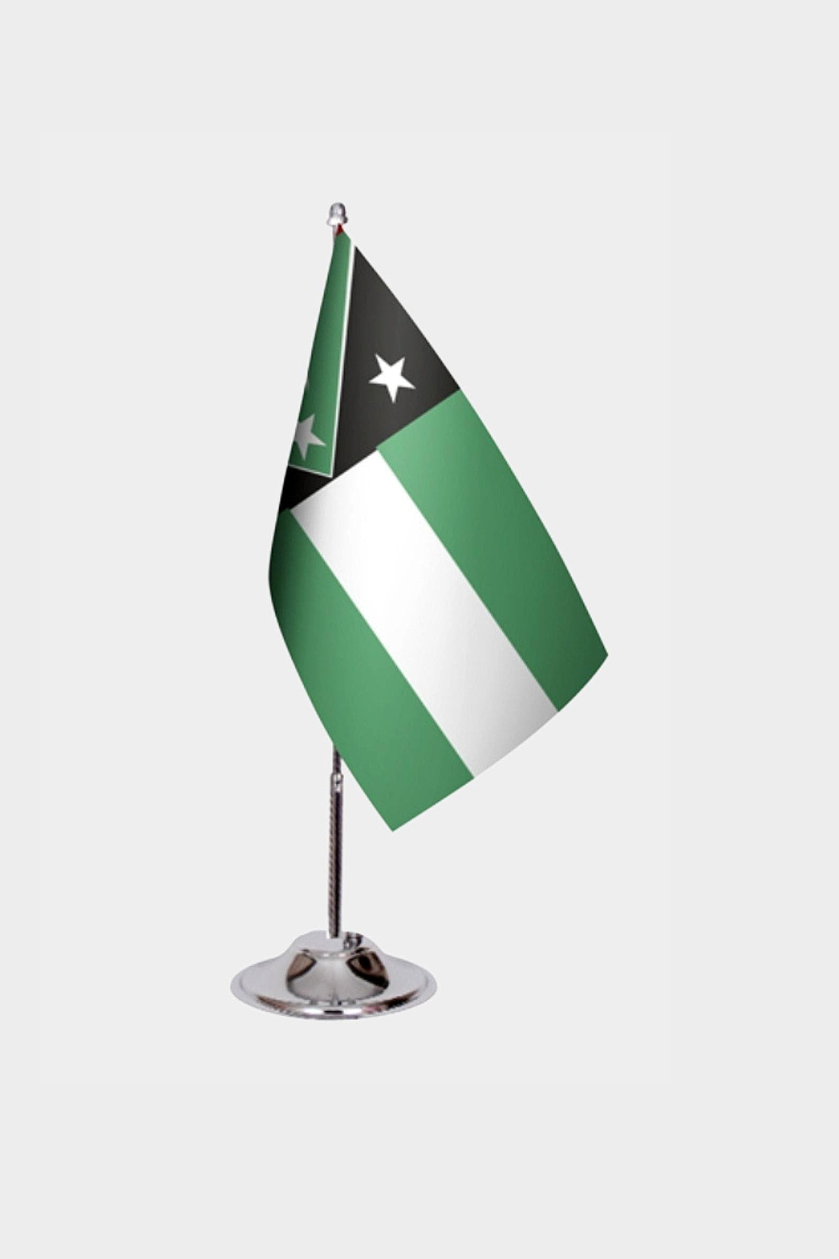 Turks of Western Thrace Desk Flag - Premium Double-Layer Satin with Chrome L-Shaped Stand | Professional Quality Country Desk Flag for Government Offices and Institutions