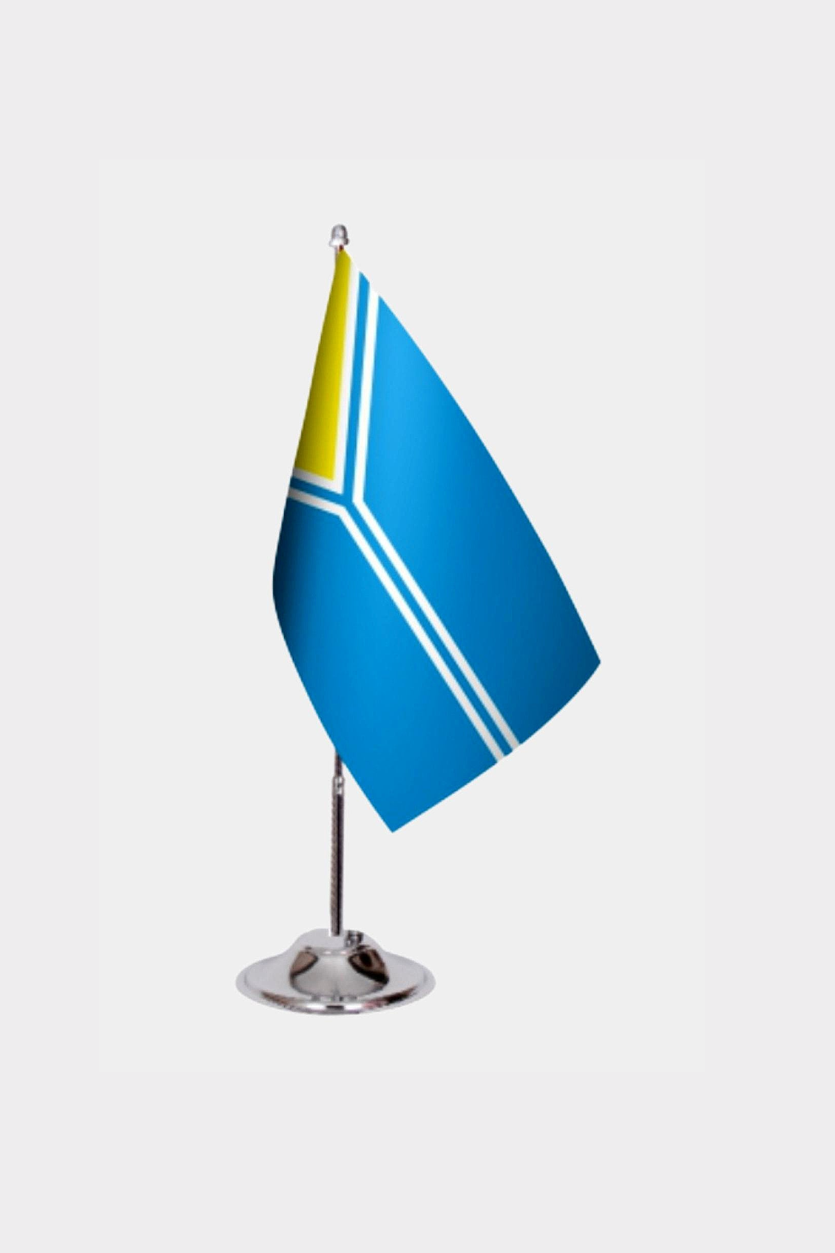 Tuva Desk Flag - Premium Double-Layer Satin with Chrome L-Shaped Stand | Professional Quality Country Desk Flag for Government Offices and Institutions