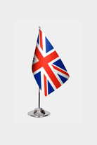 United Kingdom Desk Flag - Premium Double-Layer Satin with Chrome L-Shaped Stand | Professional Quality Country Desk Flag for Government Offices and Institutions