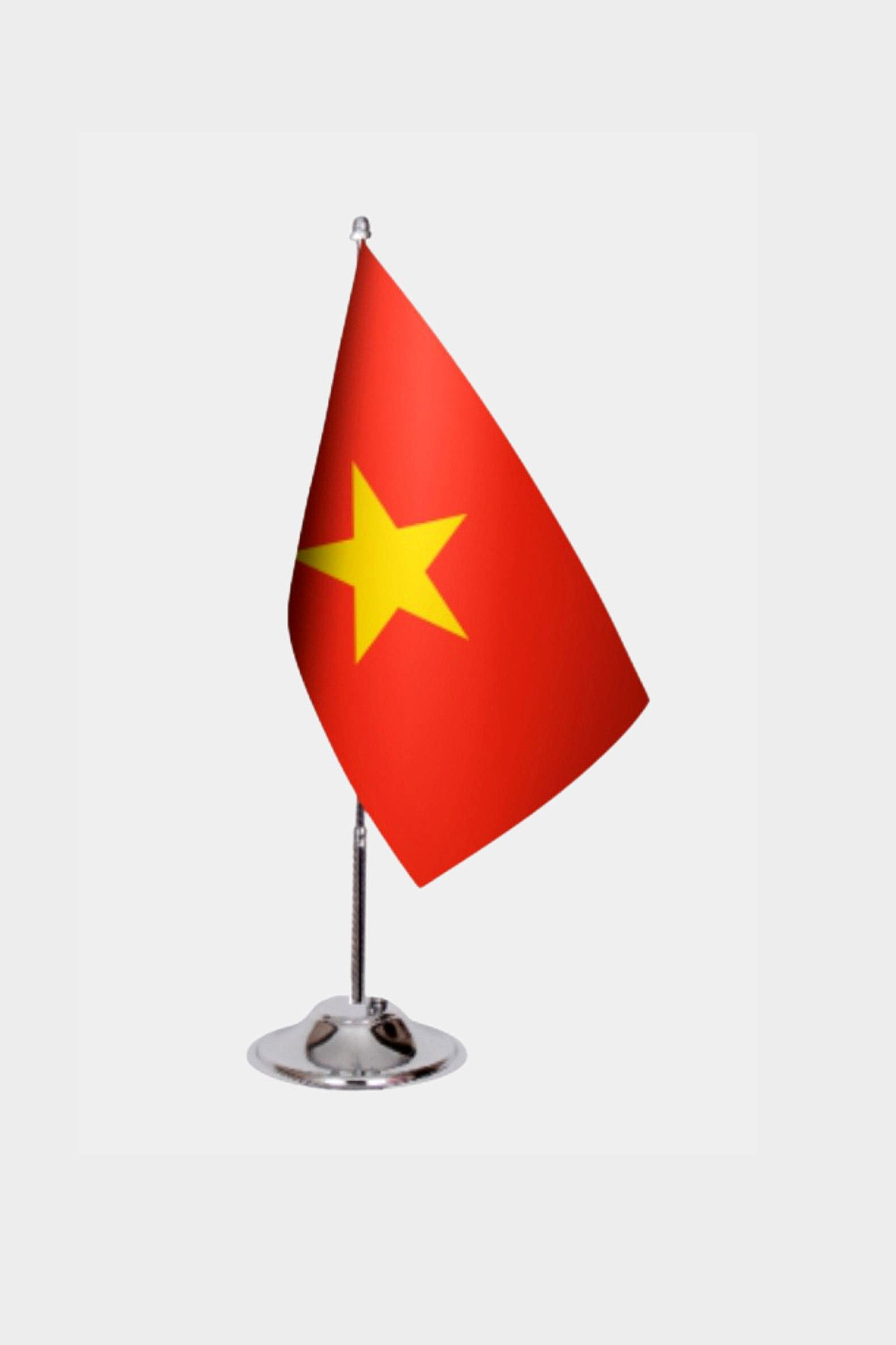Vietnam Desk Flag - Premium Double-Layer Satin with Chrome L-Shaped Stand | Professional Quality Country Desk Flag for Government Offices and Institutions