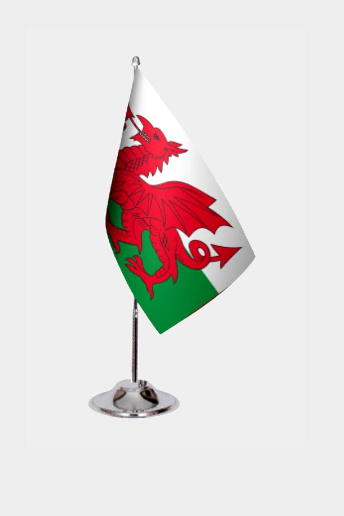 Wales Desk Flag - Premium Double-Layer Satin with Chrome L-Shaped Stand | Professional Quality Country Desk Flag for Government Offices and Institutions