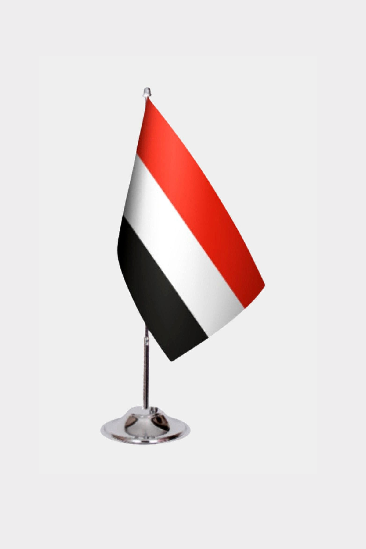 Yemen Desk Flag - Premium Double-Layer Satin with Chrome L-Shaped Stand | Professional Quality Country Desk Flag for Government Offices and Institutions