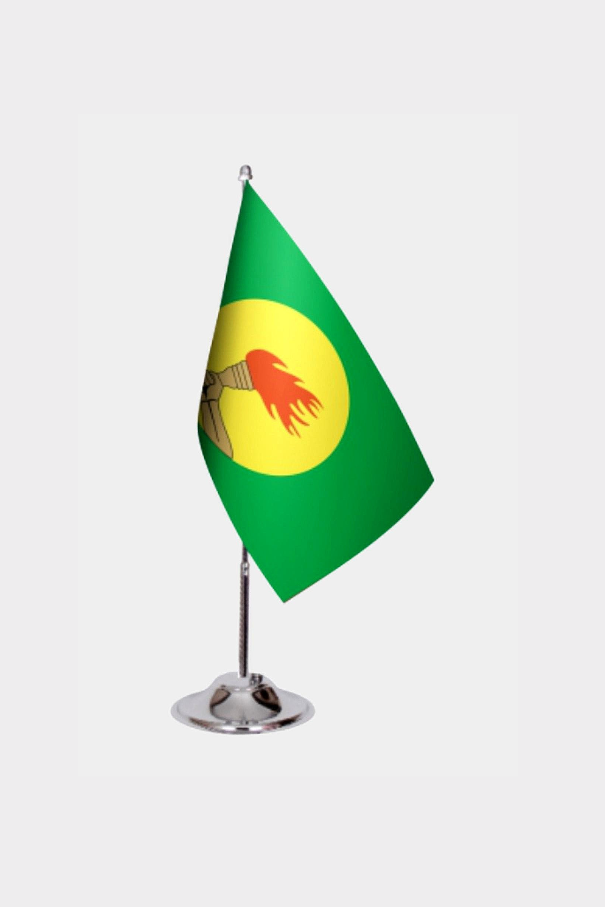Zaire Desk Flag - Premium Double-Layer Satin with Chrome L-Shaped Stand | Professional Quality Country Desk Flag for Government Offices and Institutions