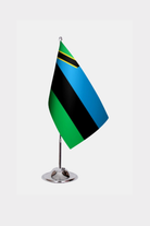 Zanzibar Desk Flag - Premium Double-Layer Satin with Chrome L-Shaped Stand | Professional Quality Country Desk Flag for Government Offices and Institutions