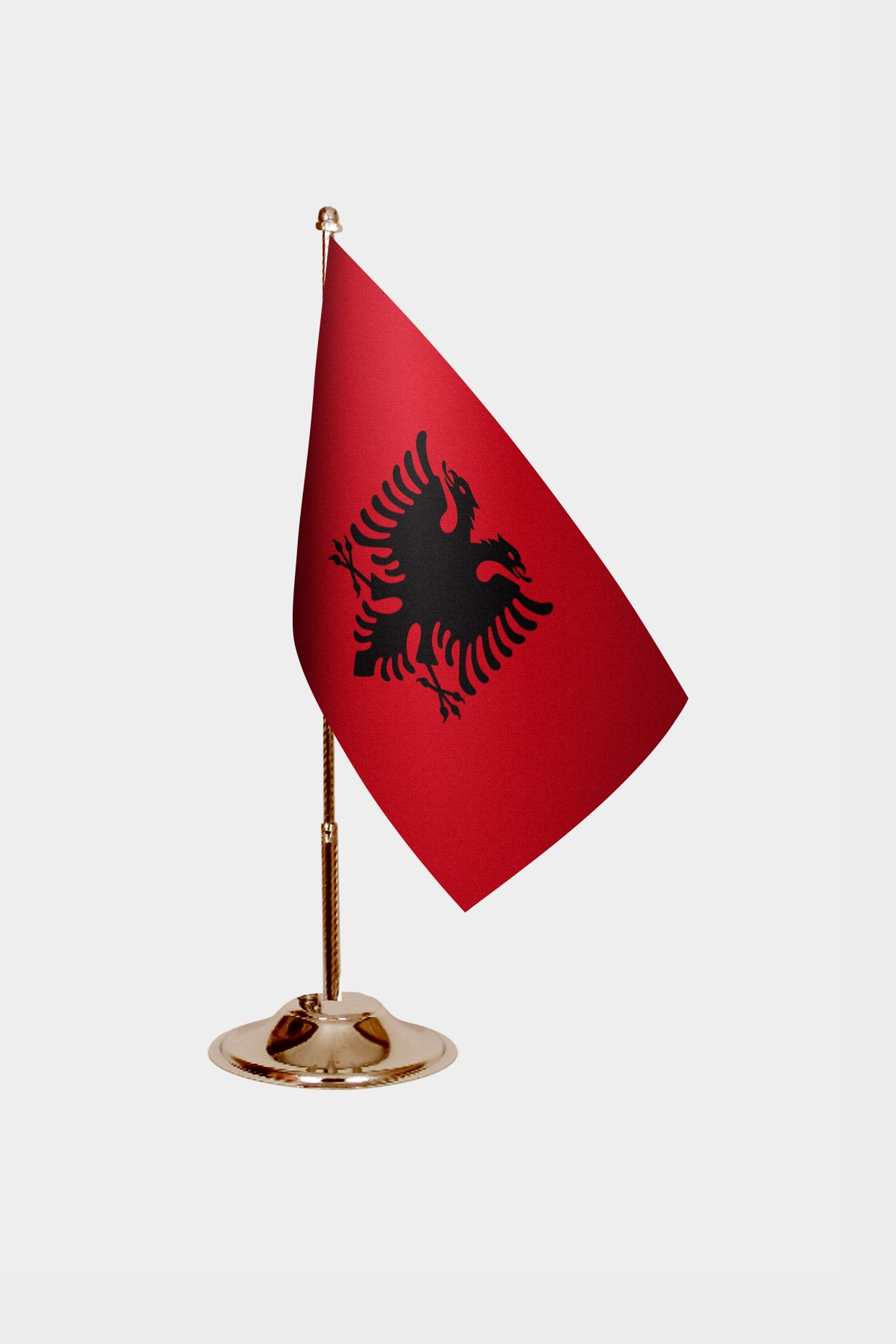 Albania Gold Desk Flag - Premium Metal Stand