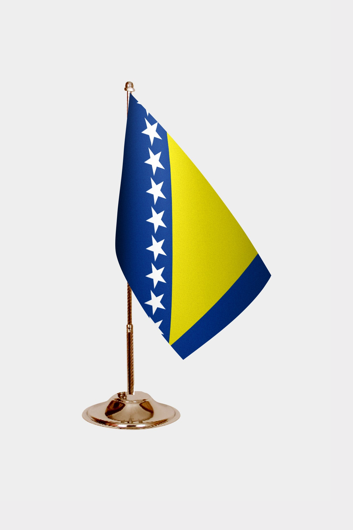 Bosna and Herzegovina Gold Desk Flag - Premium Metal Stand