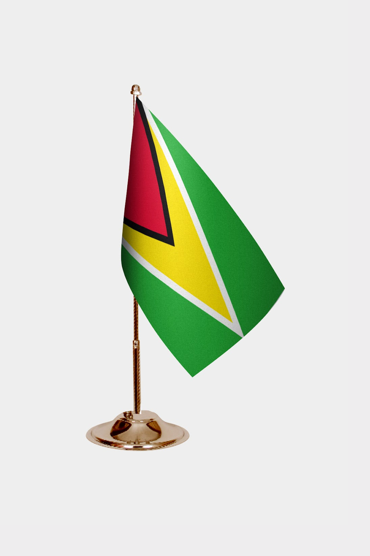 Guyana Gold Desk Flag - Premium Metal Stand