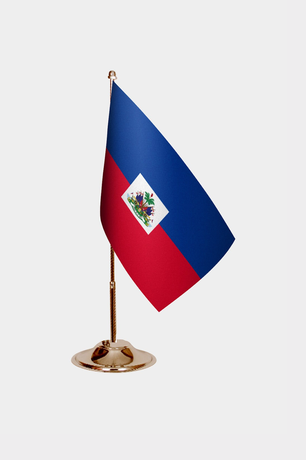 Haiti Gold Desk Flag - Premium Metal Stand