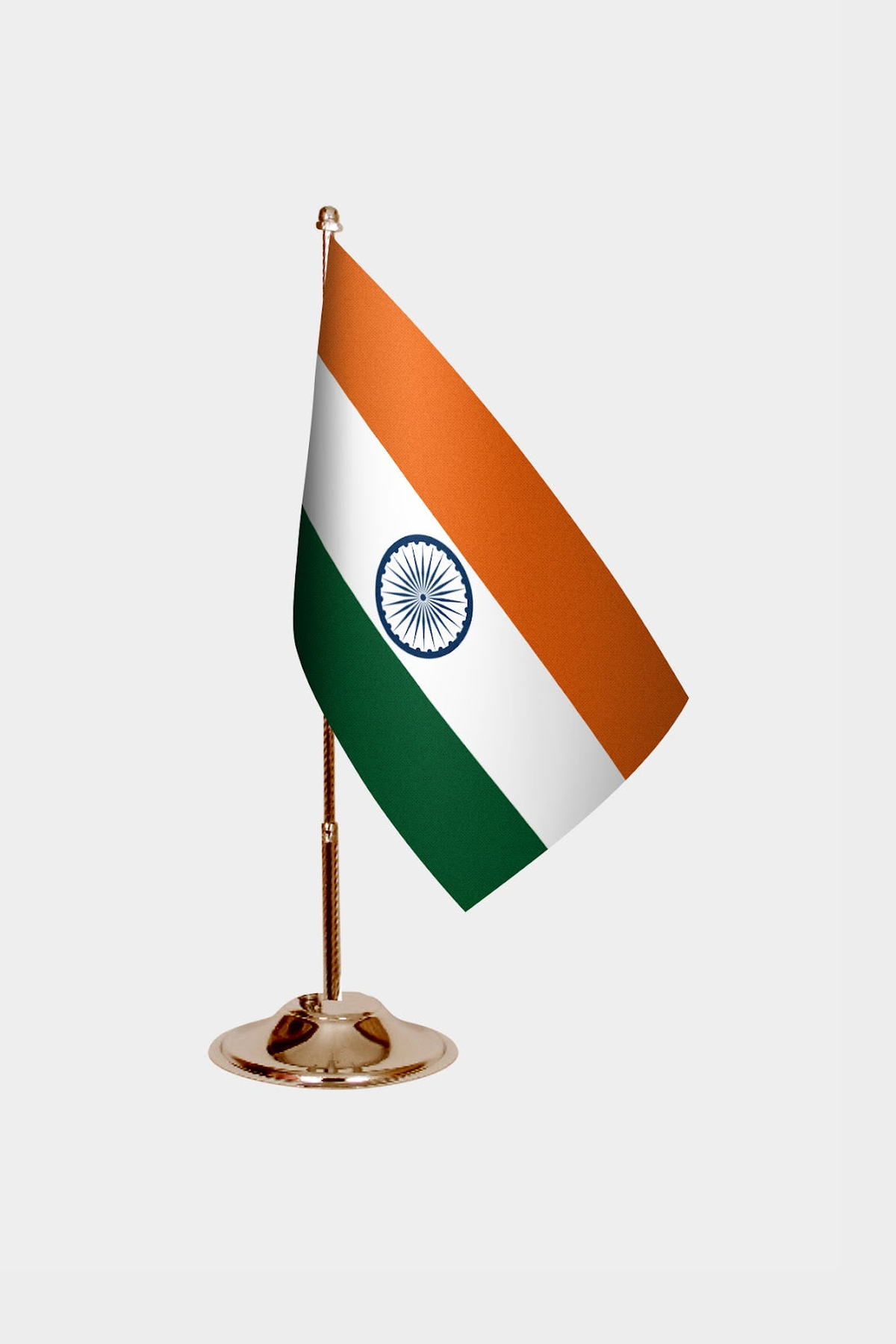 India Gold Desk Flag - Premium Metal Stand