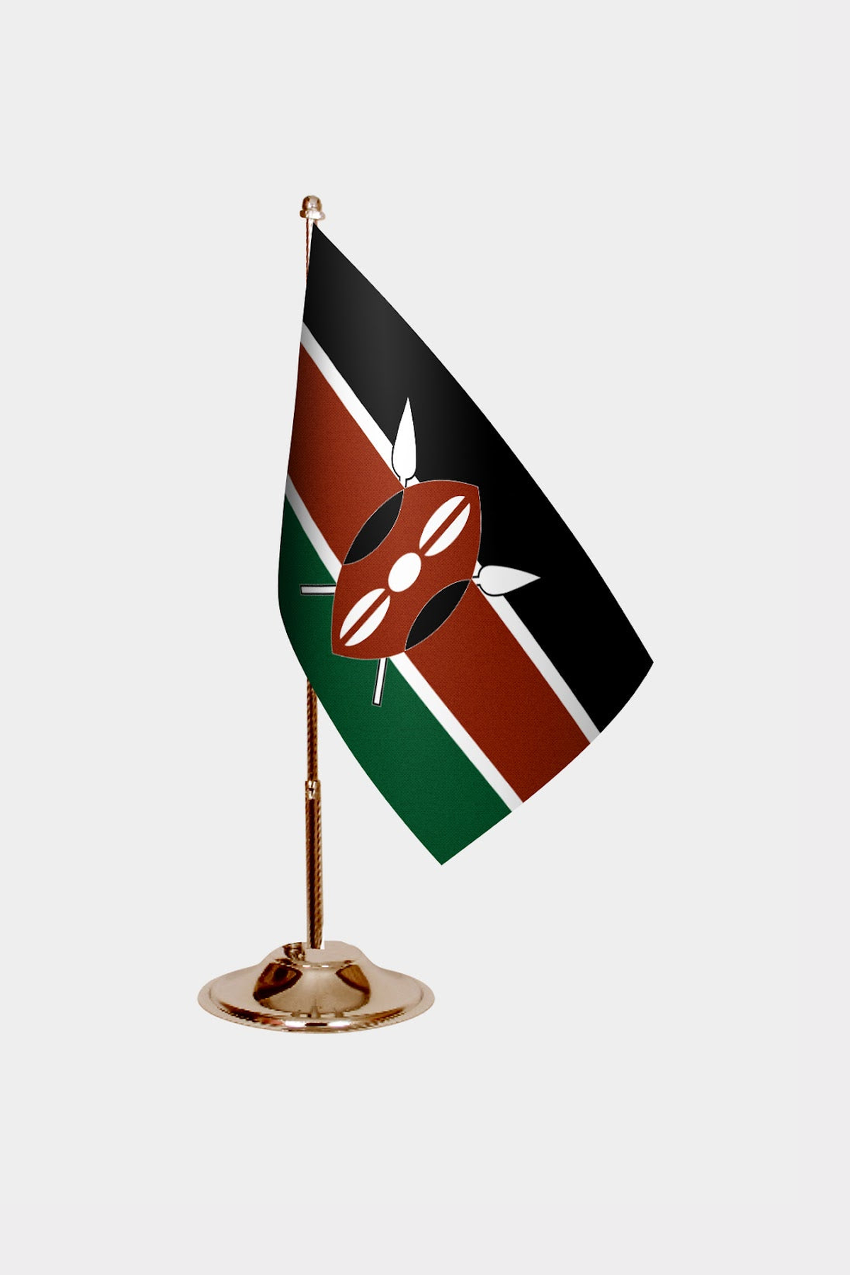 Kenya Gold Desk Flag - Premium Metal Stand