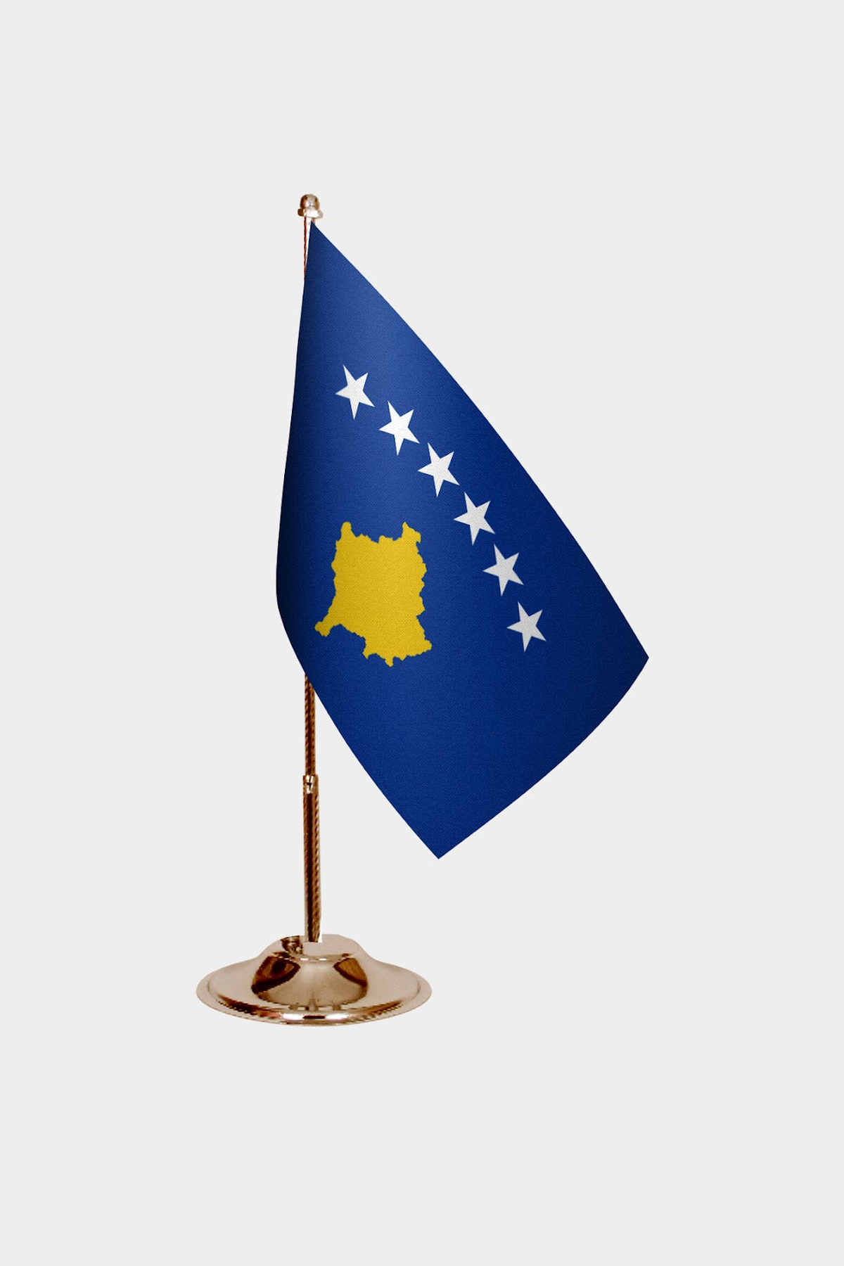 Kosovo Gold Desk Flag - Premium Metal Stand
