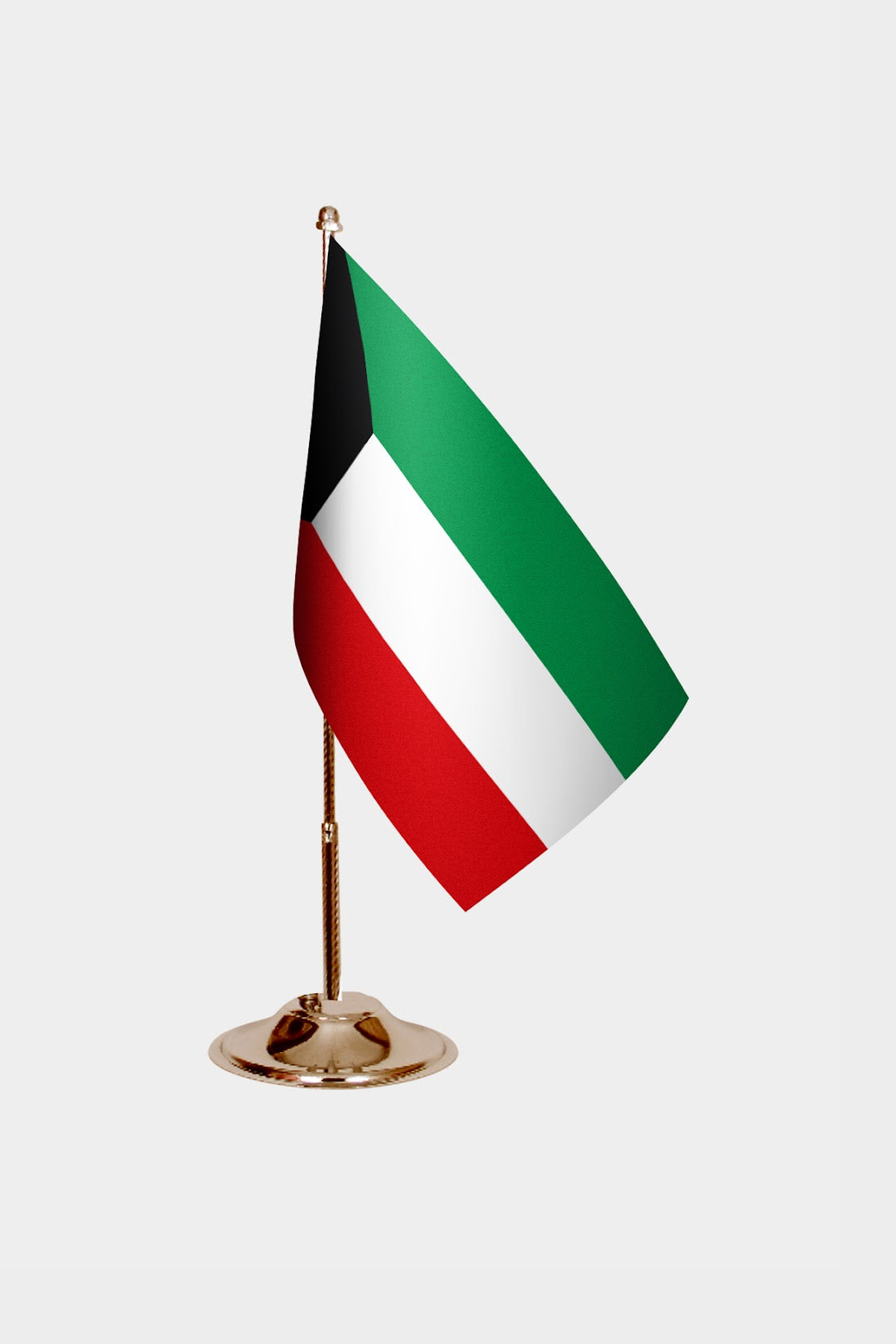 Kuwait Gold Desk Flag - Premium Metal Stand