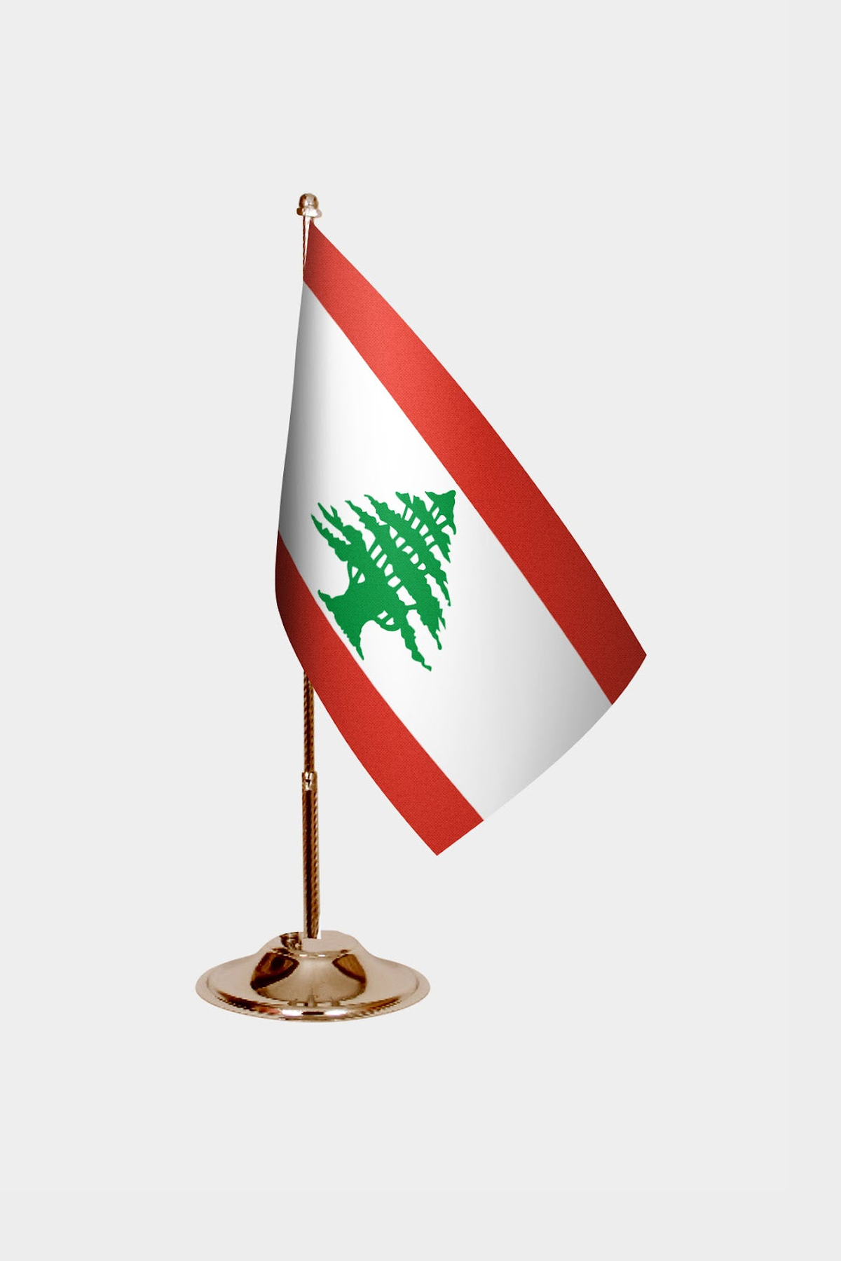 Lebanon Gold Desk Flag - Premium Metal Stand