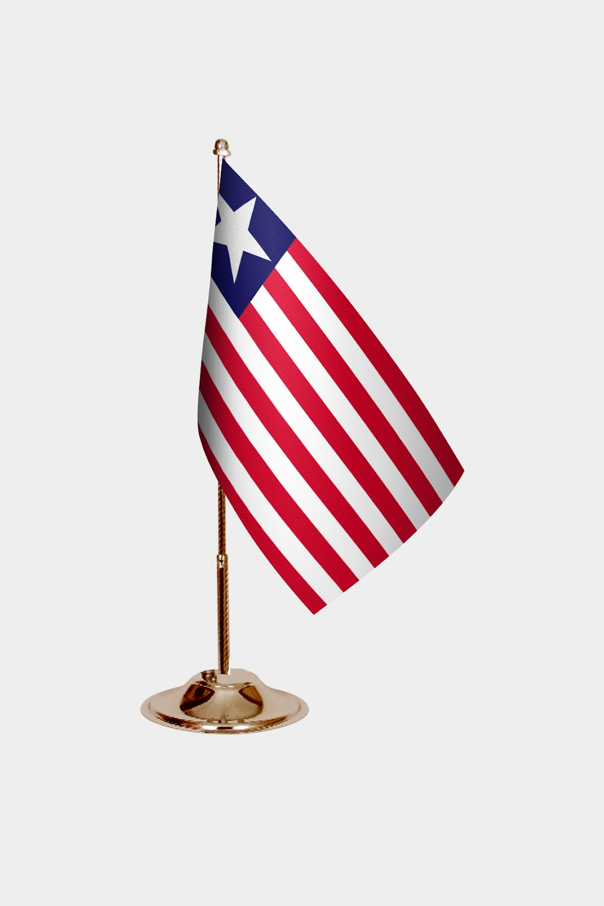 Liberia Gold Desk Flag - Premium Metal Stand