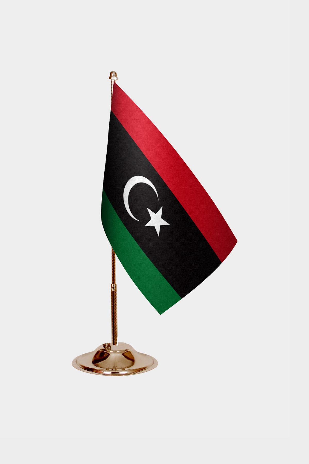 Libya Gold Desk Flag - Premium Metal Stand