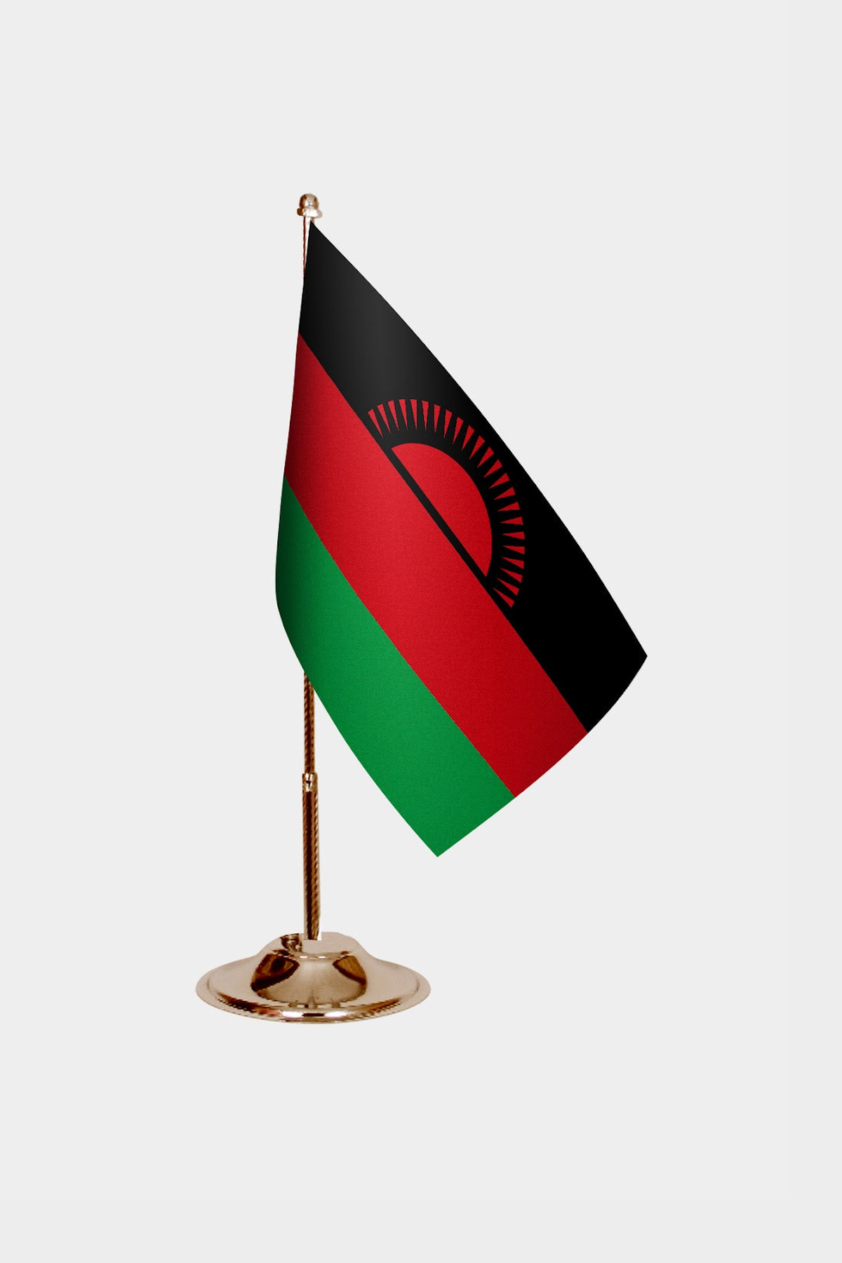 Malawi Gold Desk Flag - Premium Metal Stand