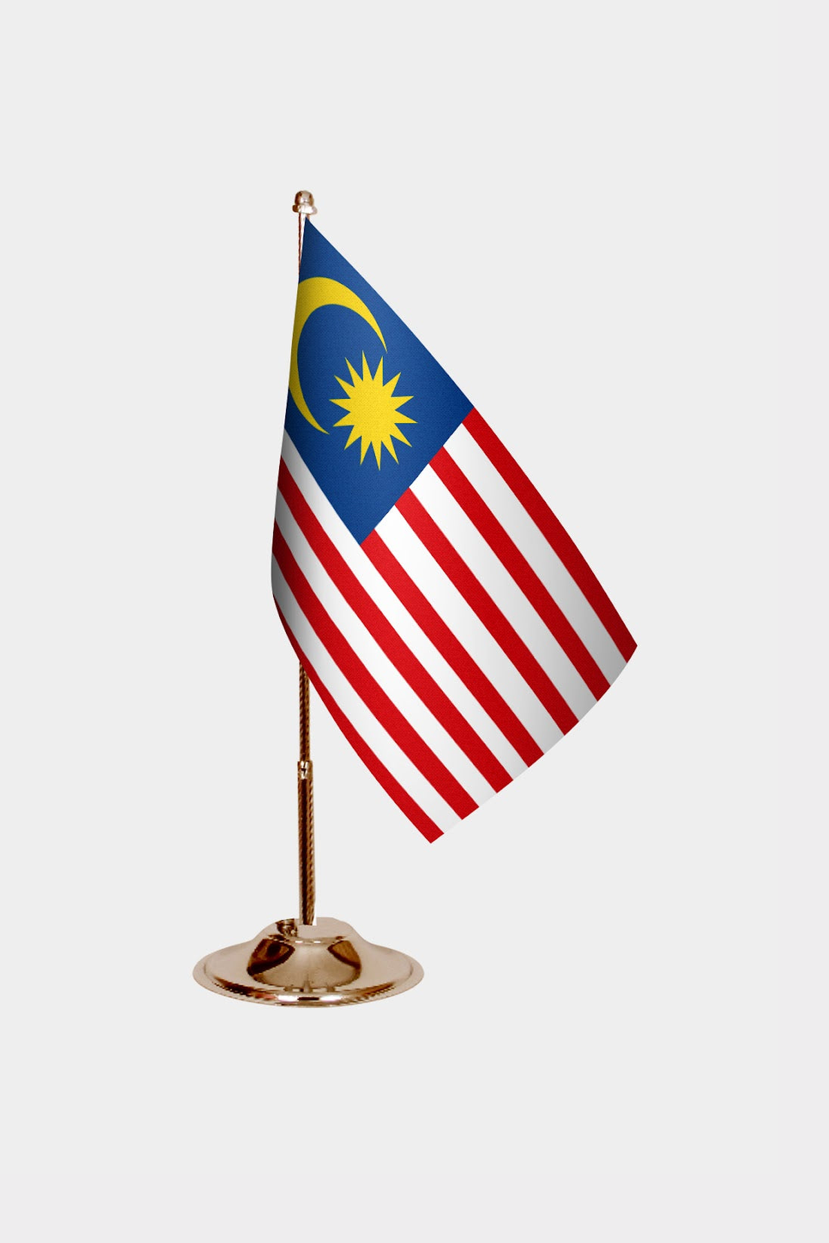 Malaysia Gold Desk Flag - Premium Metal Stand