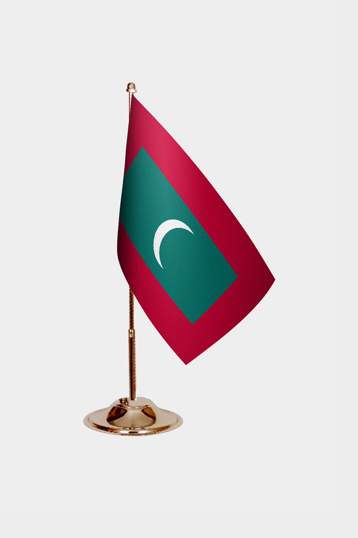 Maldives Gold Desk Flag - Premium Metal Stand