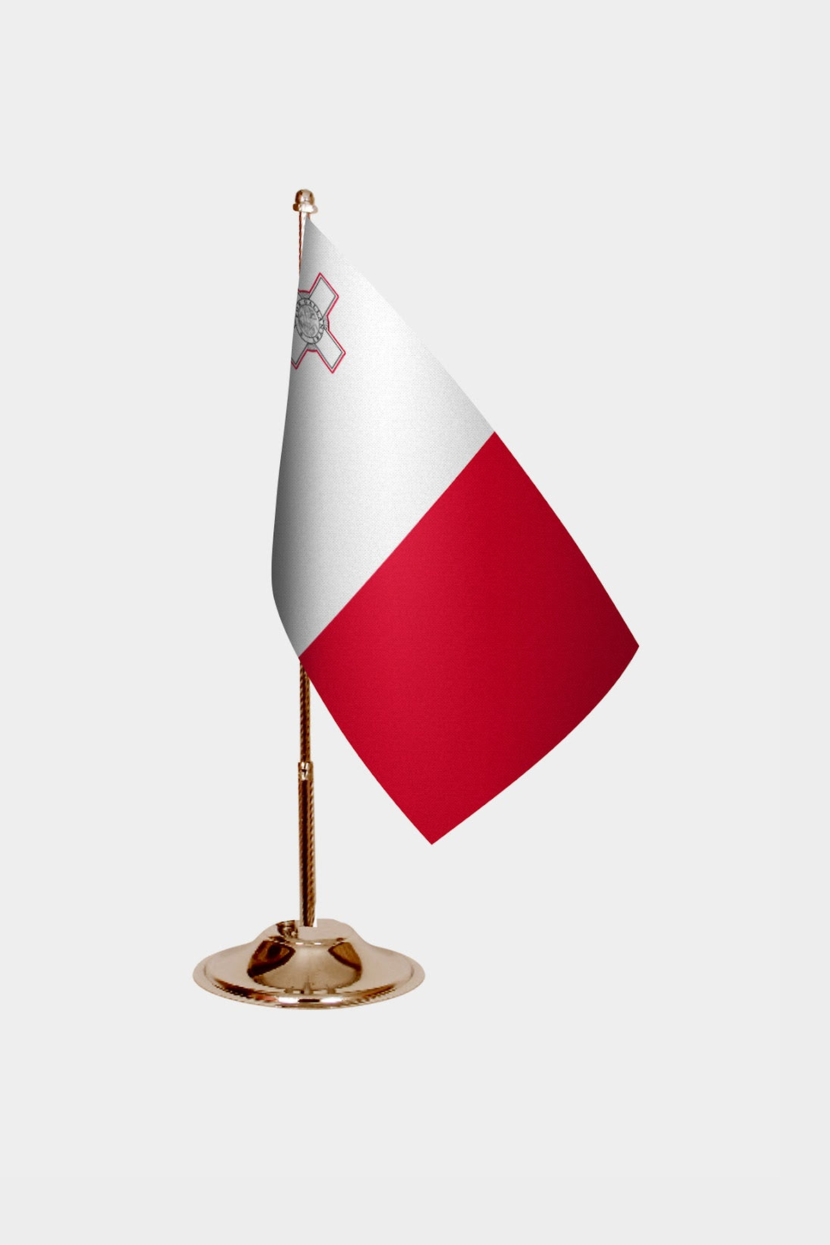 Malta Gold Desk Flag - Premium Metal Stand
