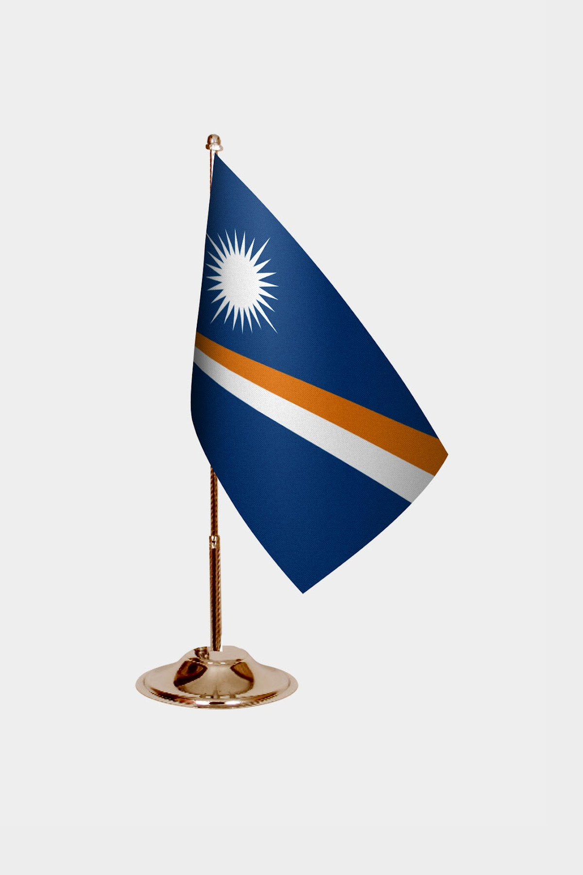 Marshall Islands Gold Desk Flag - Premium Metal Stand