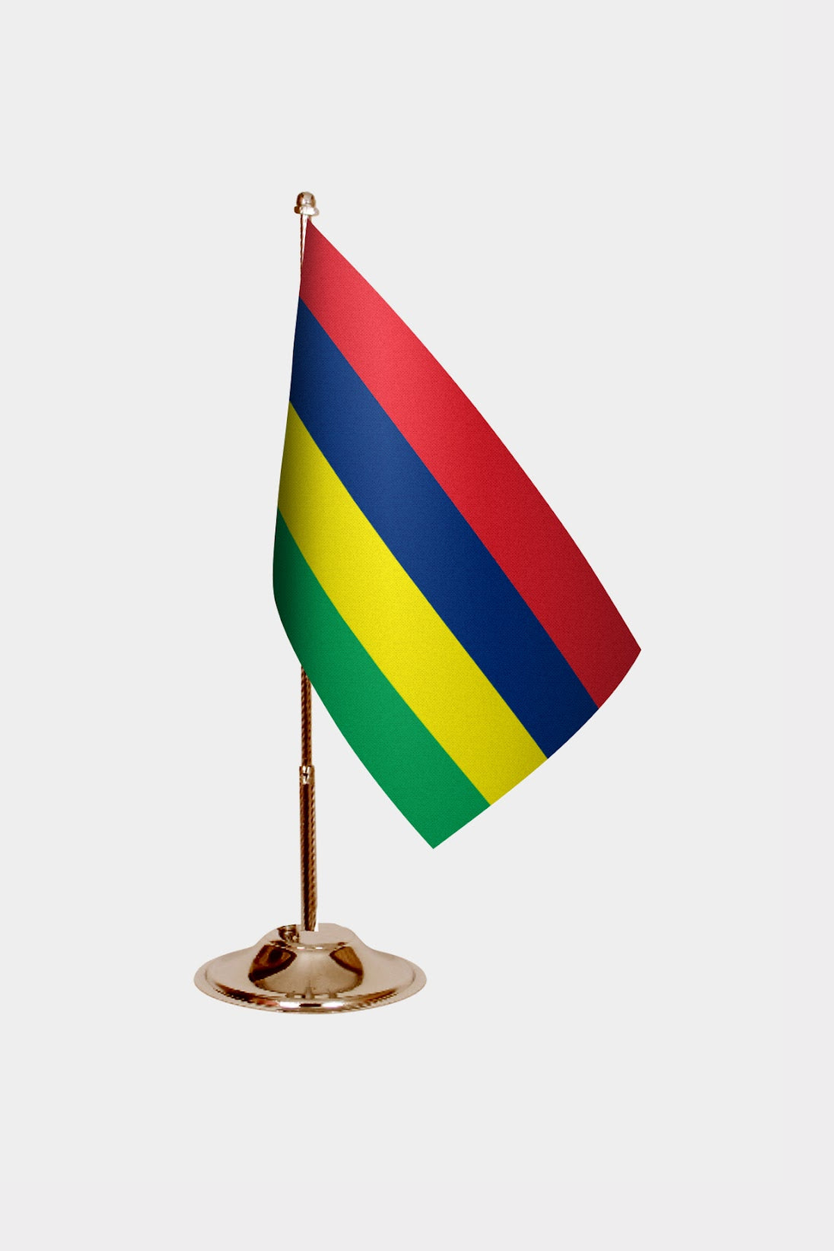 Mauritius Gold Desk Flag - Premium Metal Stand