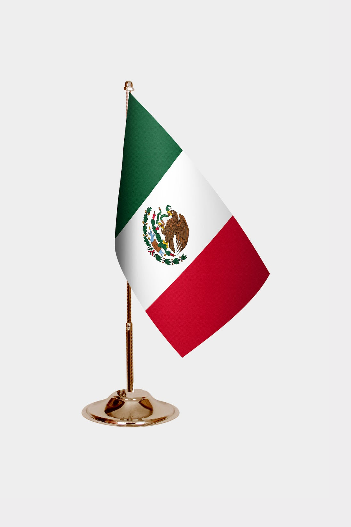 Maxican Gold Desk Flag - Premium Metal Stand