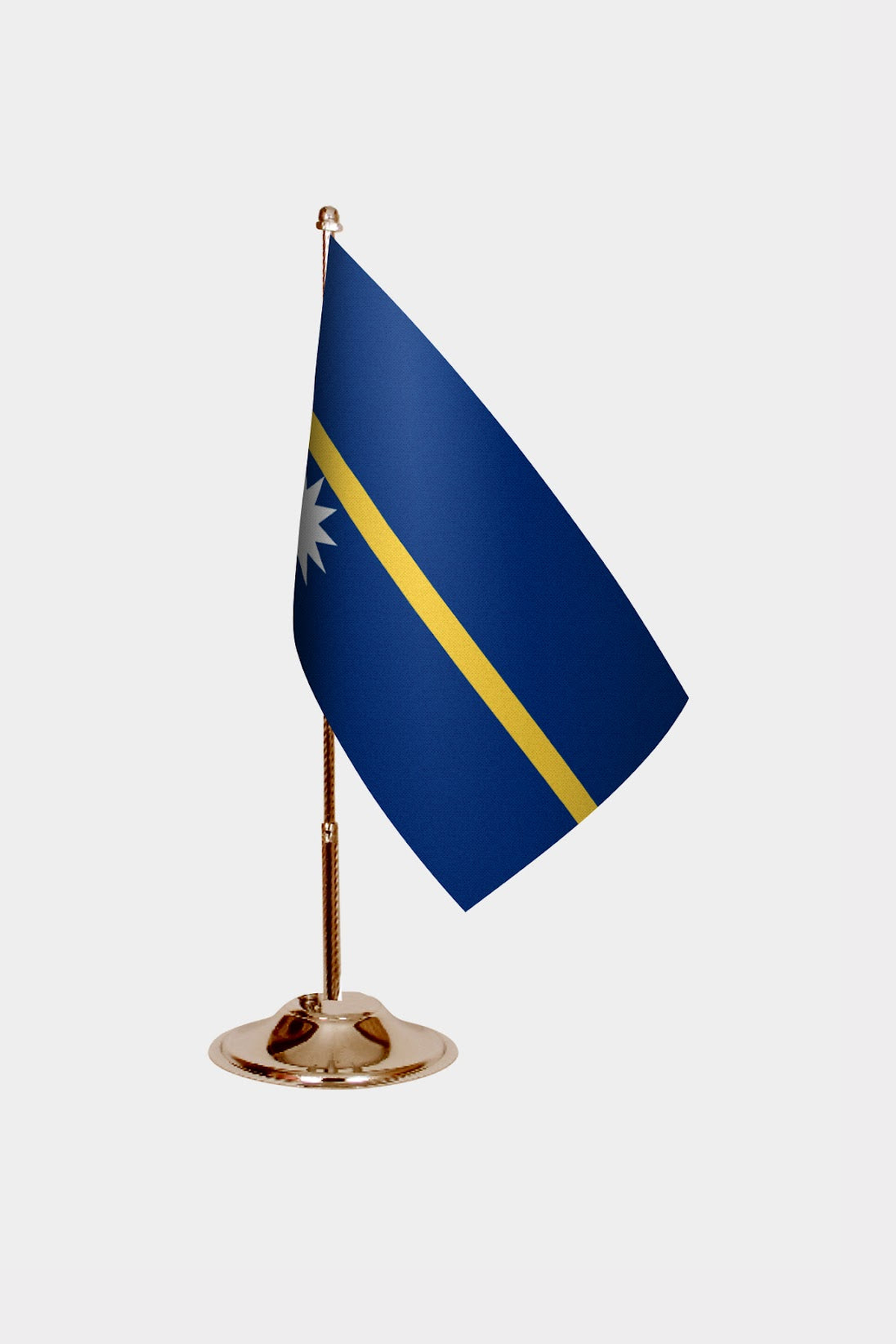 Nauru Gold Desk Flag - Premium Metal Stand