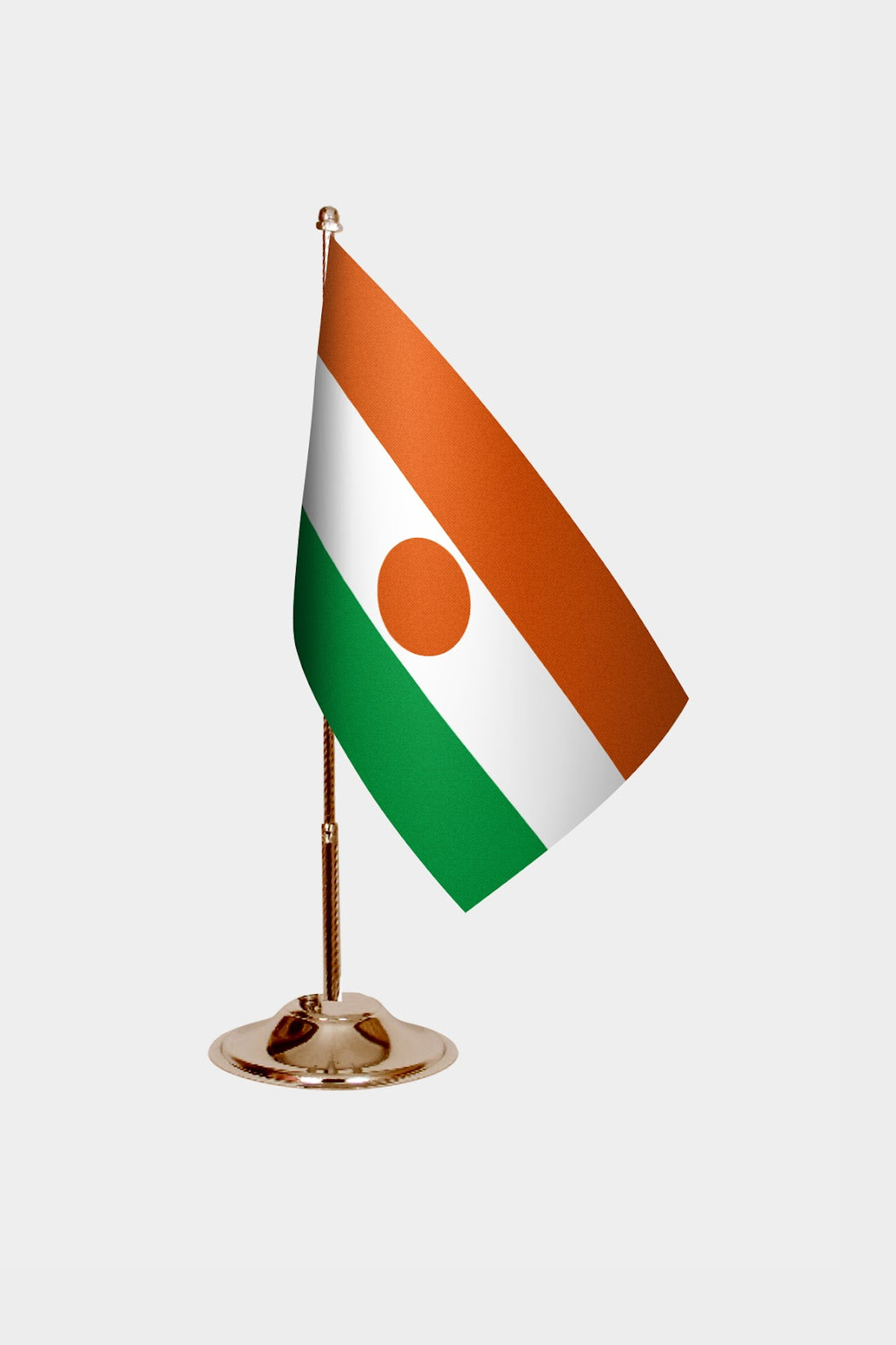Niger Gold Desk Flag - Premium Metal Stand