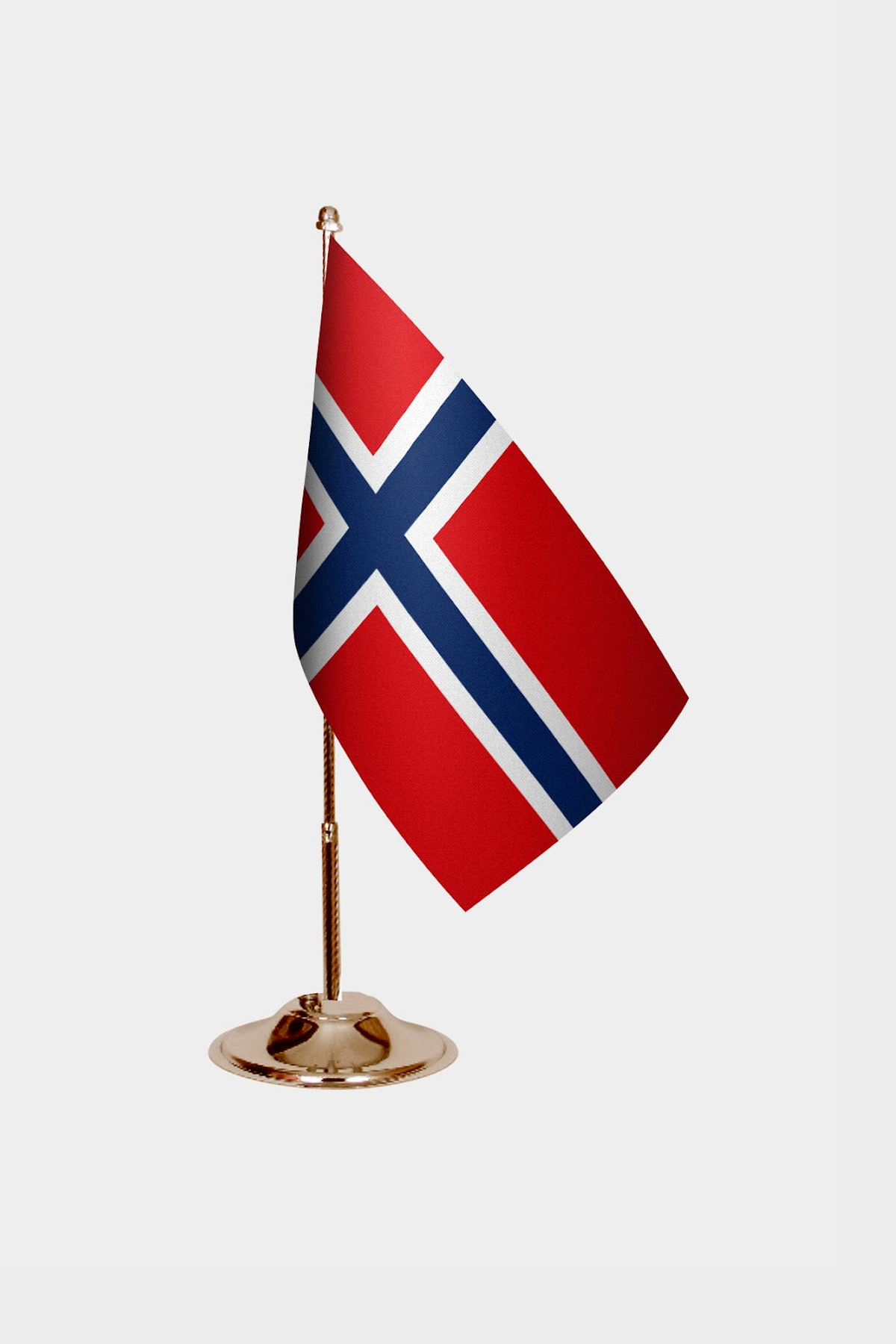 Norway Gold Desk Flag - Premium Metal Stand