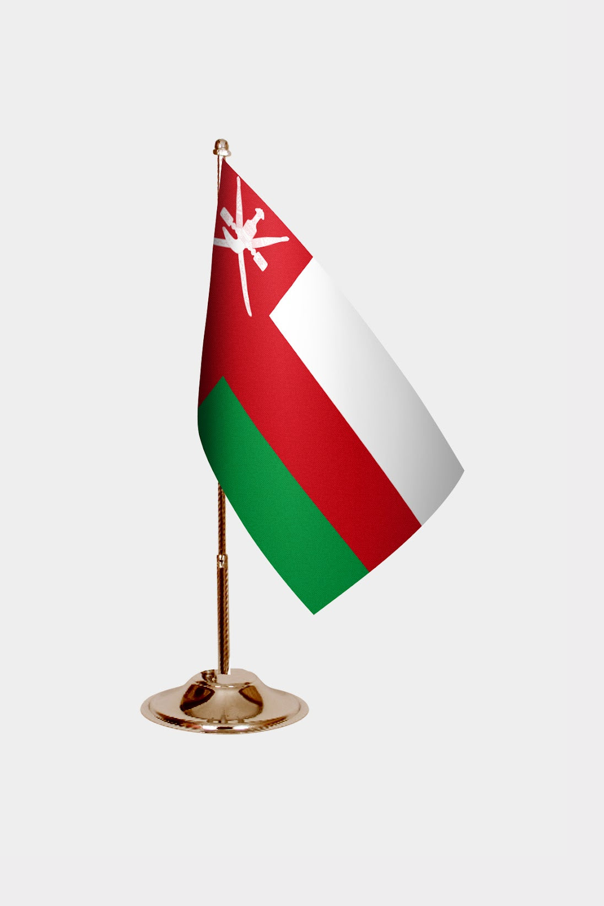 Oman Gold Desk Flag - Premium Metal Stand