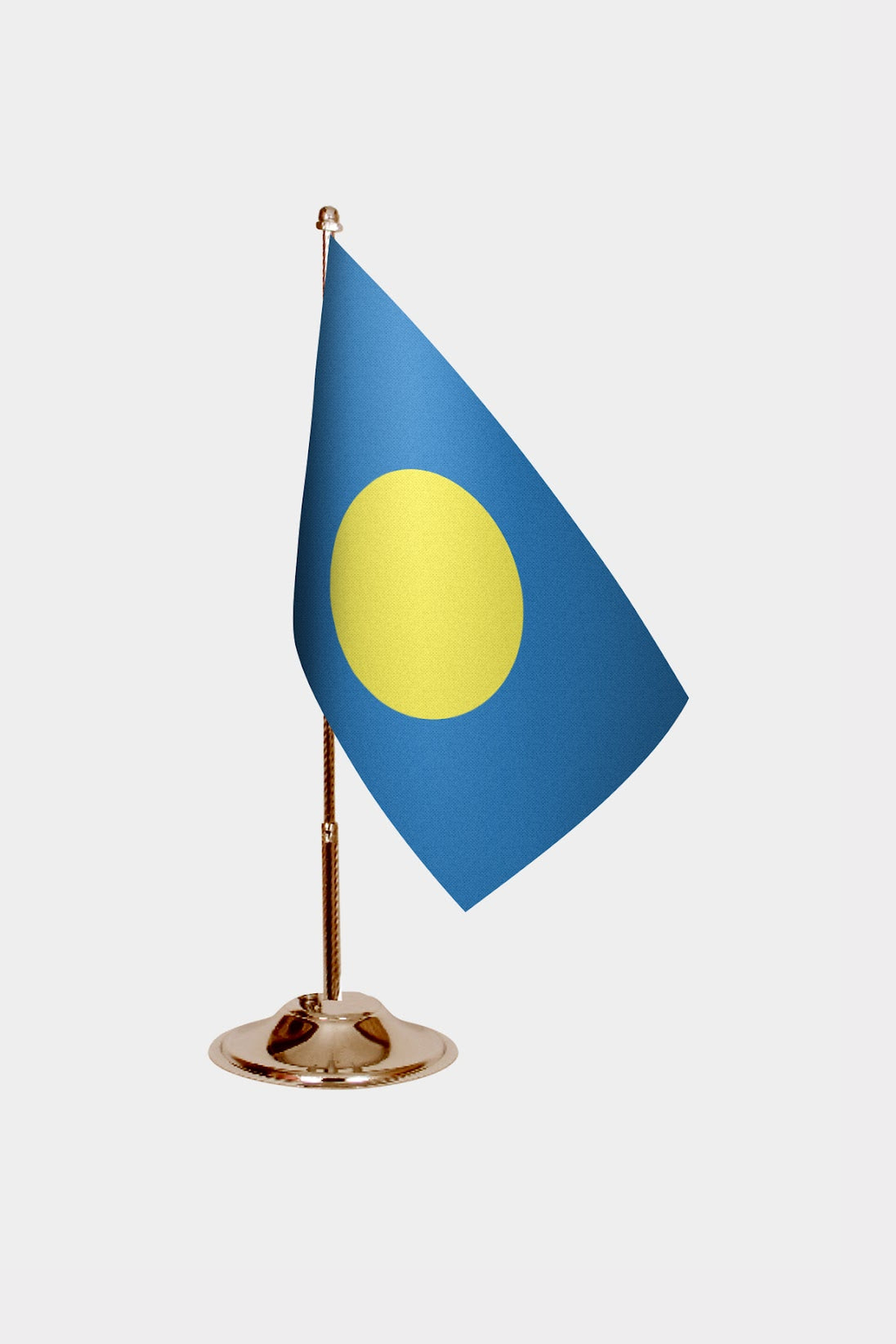 Palau Gold Desk Flag - Premium Metal Stand