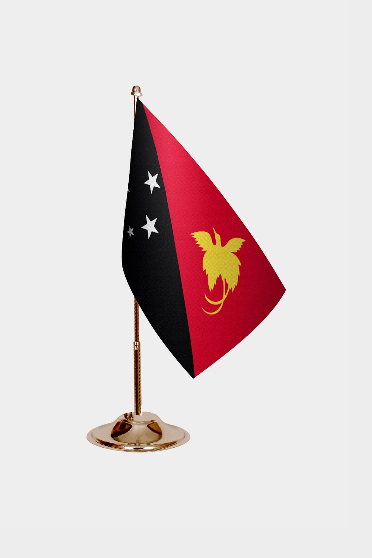 Papua New Guinea Gold Desk Flag - Premium Metal Stand