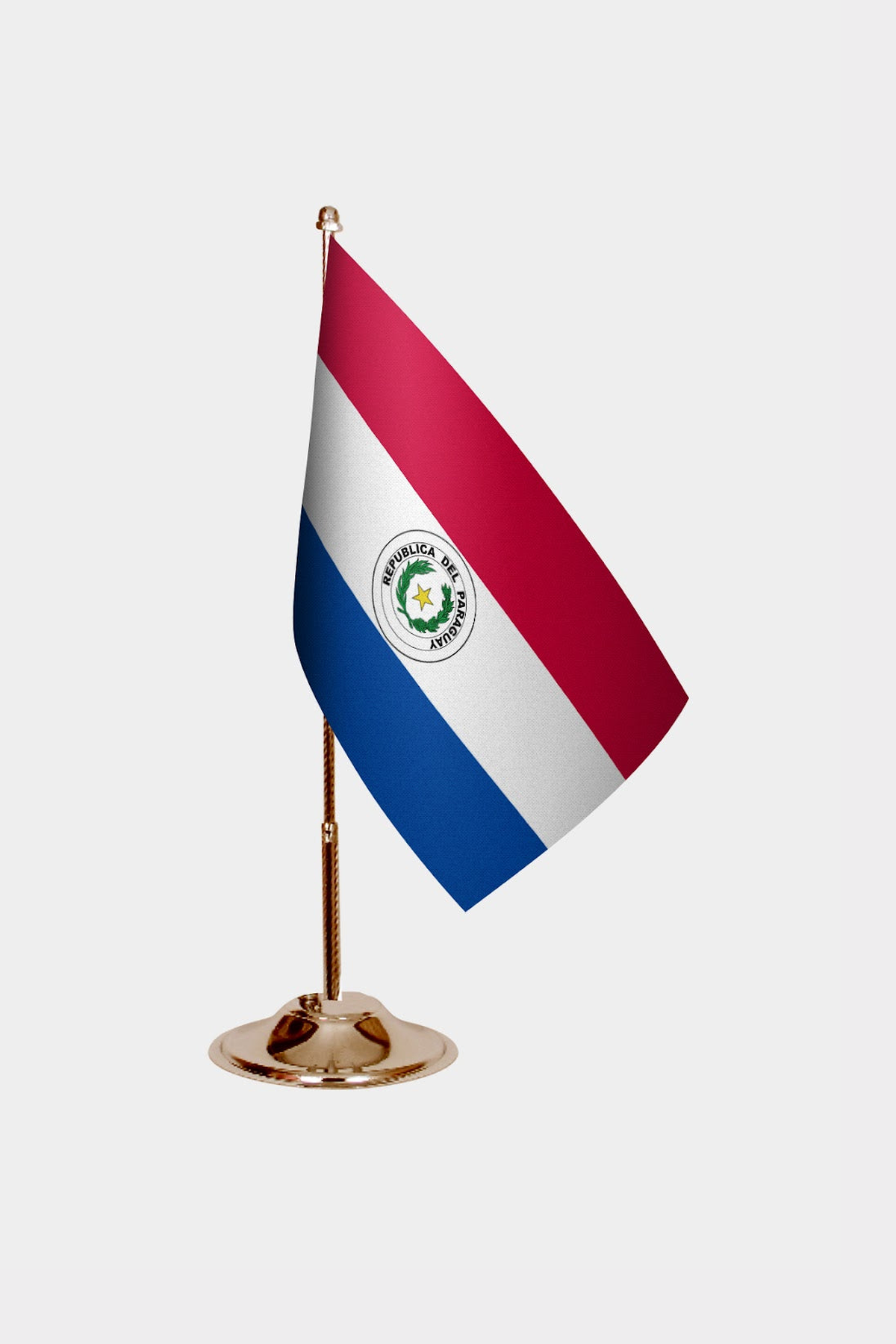 Paraguay Gold Desk Flag - Premium Metal Stand