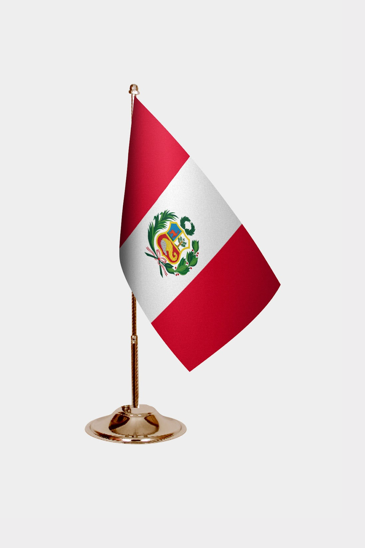 Peru Gold Desk Flag - Premium Metal Stand