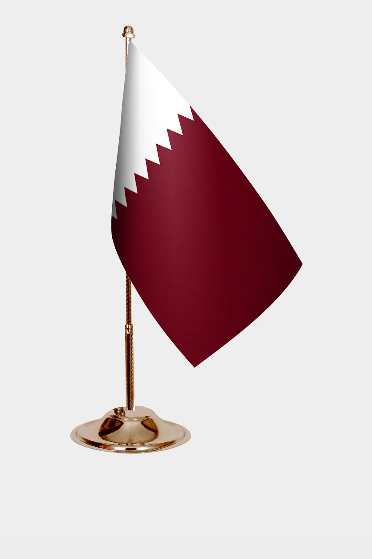Qatar Gold Desk Flag - Premium Metal Stand