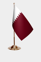 Qatar Gold Desk Flag - Premium Metal Stand