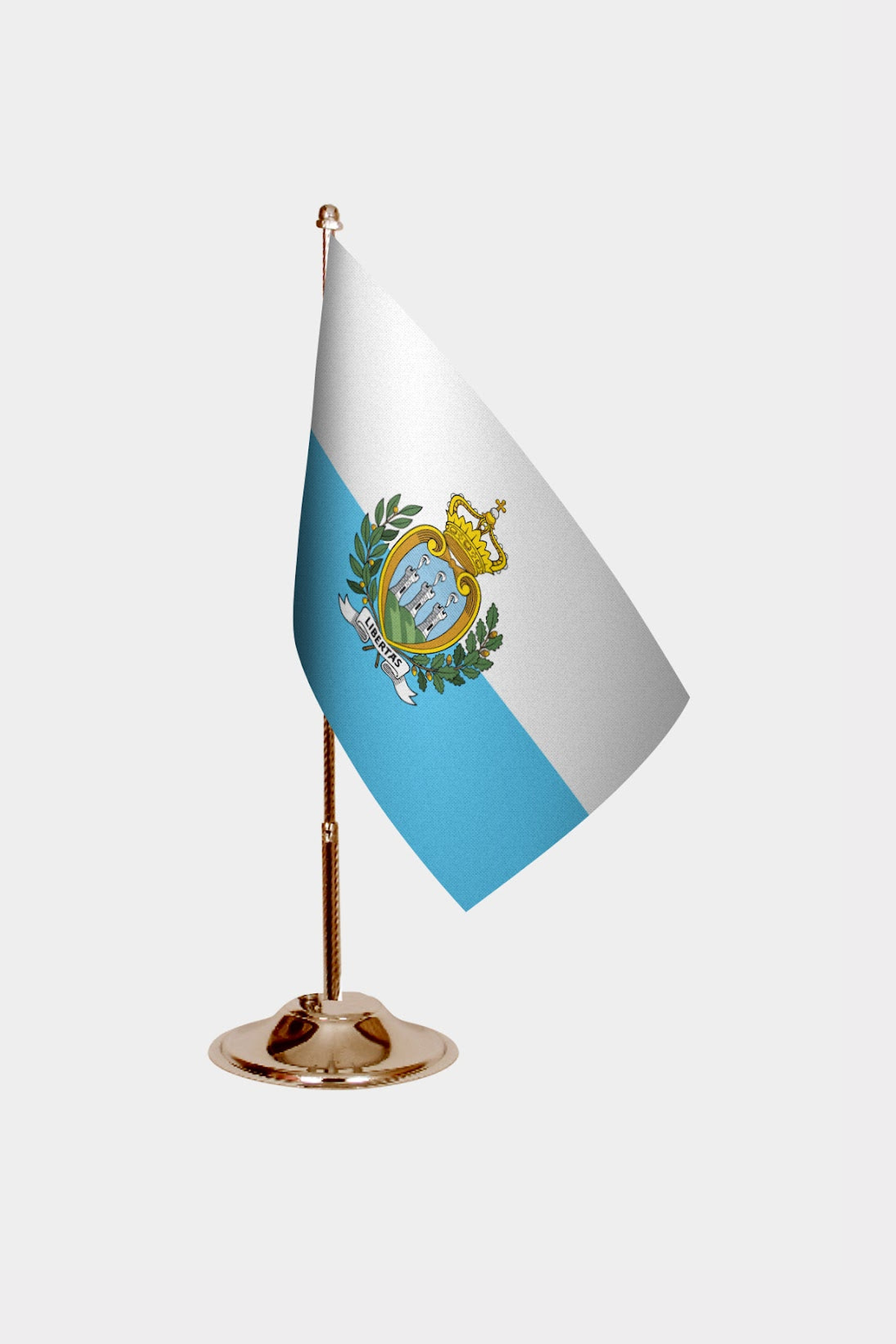 San Marino Gold Desk Flag - Premium Metal Stand