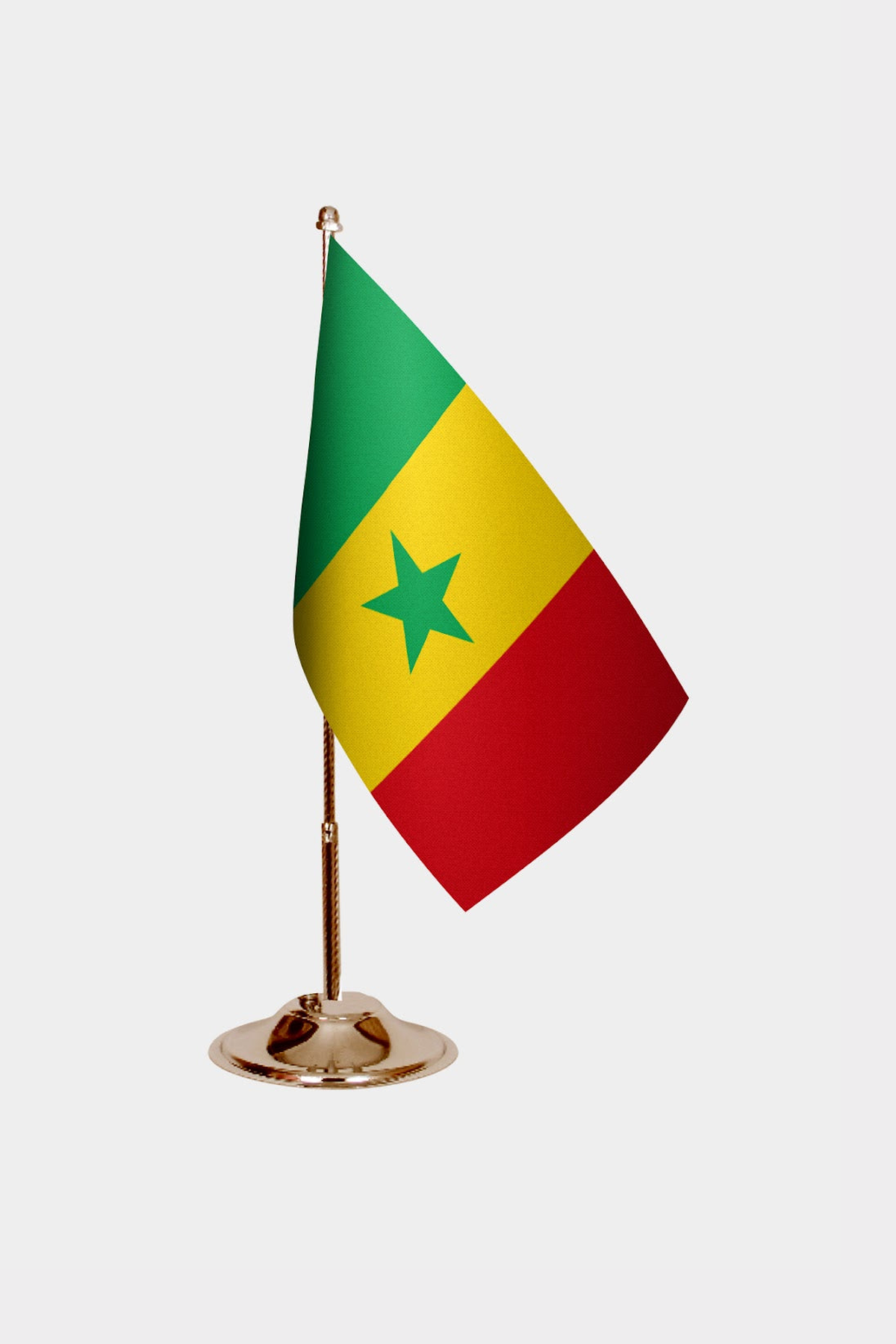 Senegal Gold Desk Flag - Premium Metal Stand