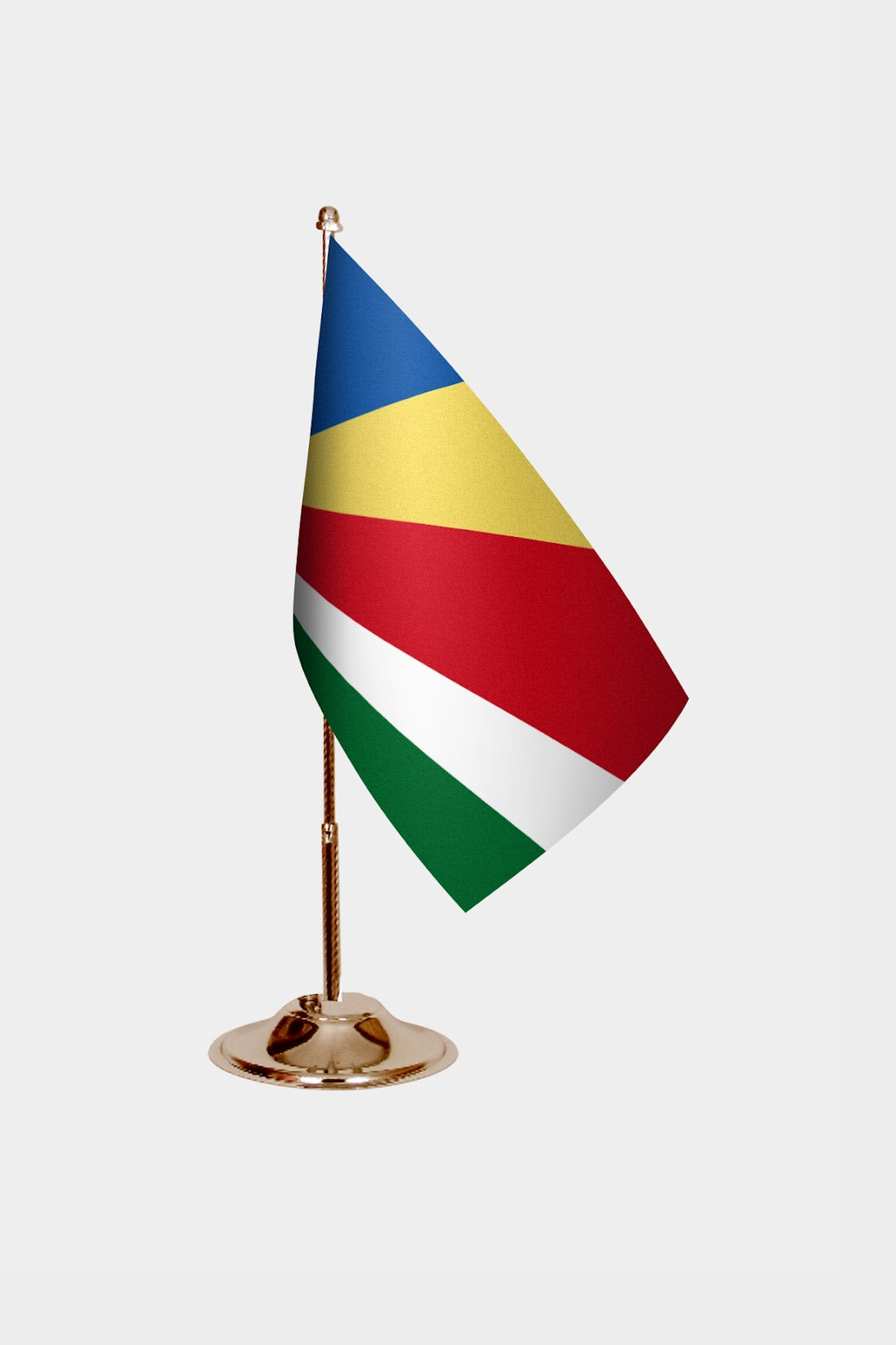 Seychelles Gold Desk Flag - Premium Metal Stand