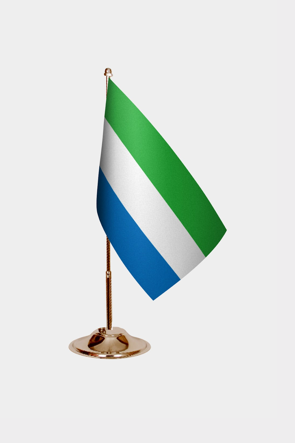 Sierra Leone Gold Desk Flag - Premium Metal Stand